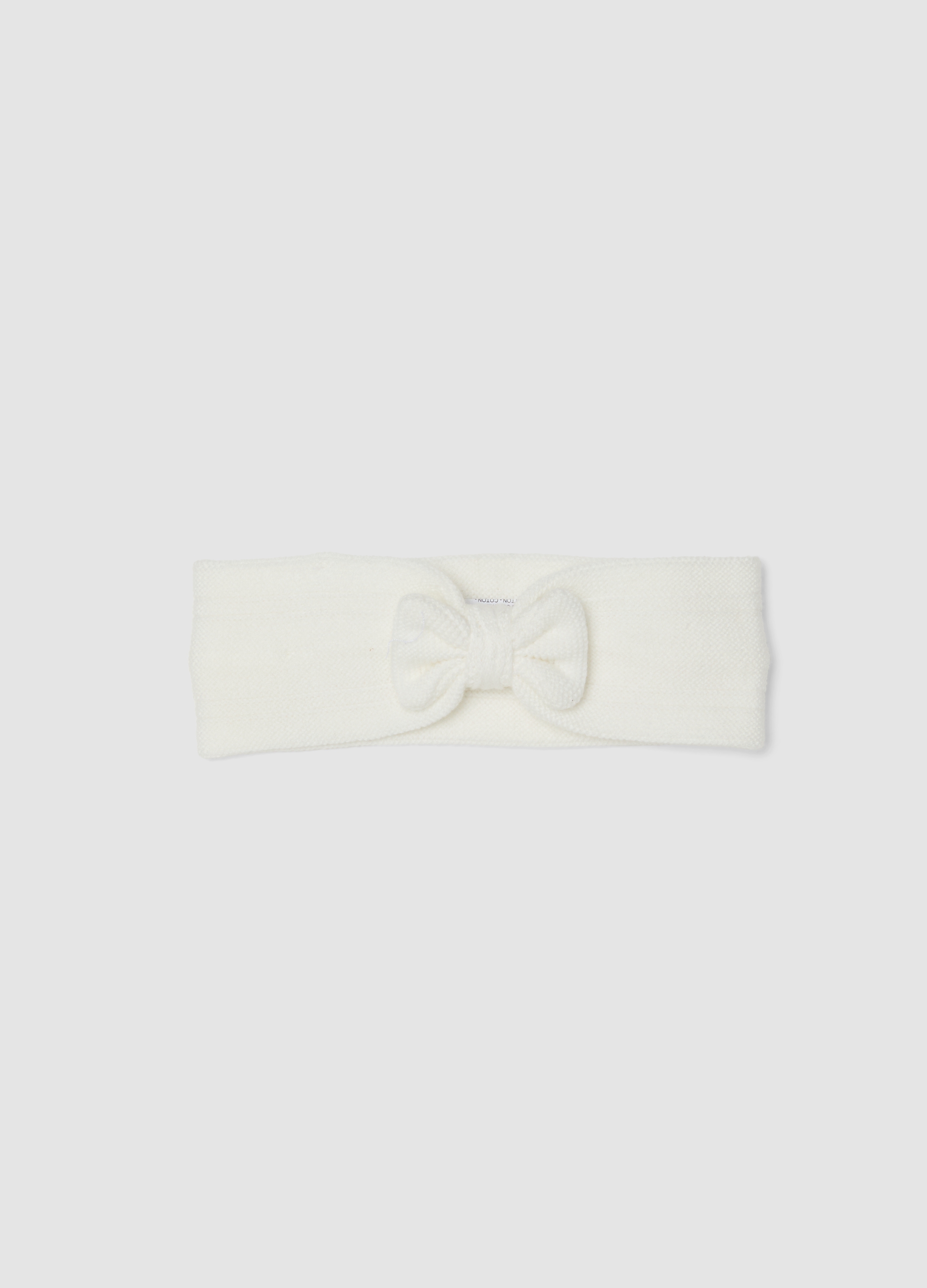 FAGOTTINO, Fascia Bianca In Cotone Organico Con Fiocco Lavorato A Maglia, Neonata, Bianco, Taglia: ONE SIZE