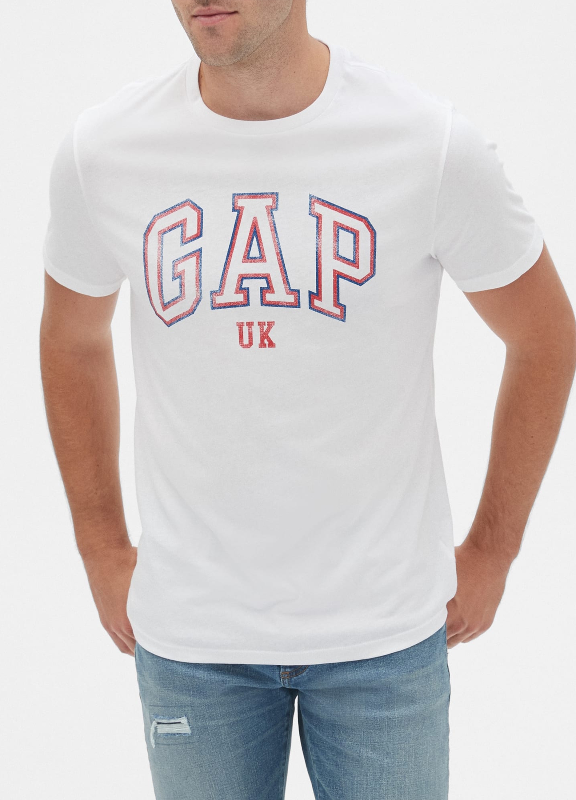 GAP, T-shirt In Cotone Con Stampa Logo, Uomo, Bianco, Taglia: S