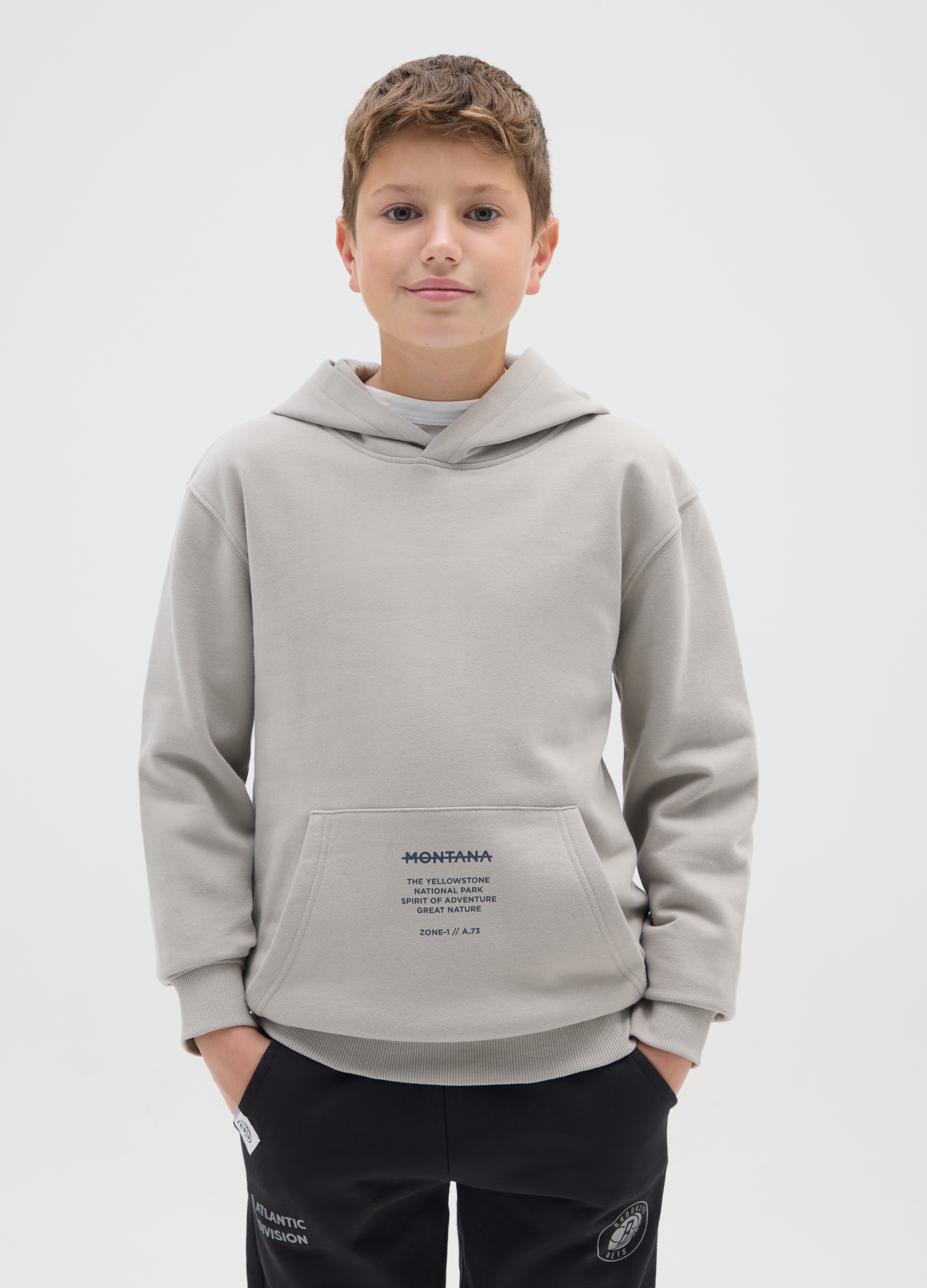 OVS KIDS, Felpa Con Cappuccio Grigia Da Ragazzo In Puro Cotone Regular Fit, Bambino, Grigio, Taglia: 10-11