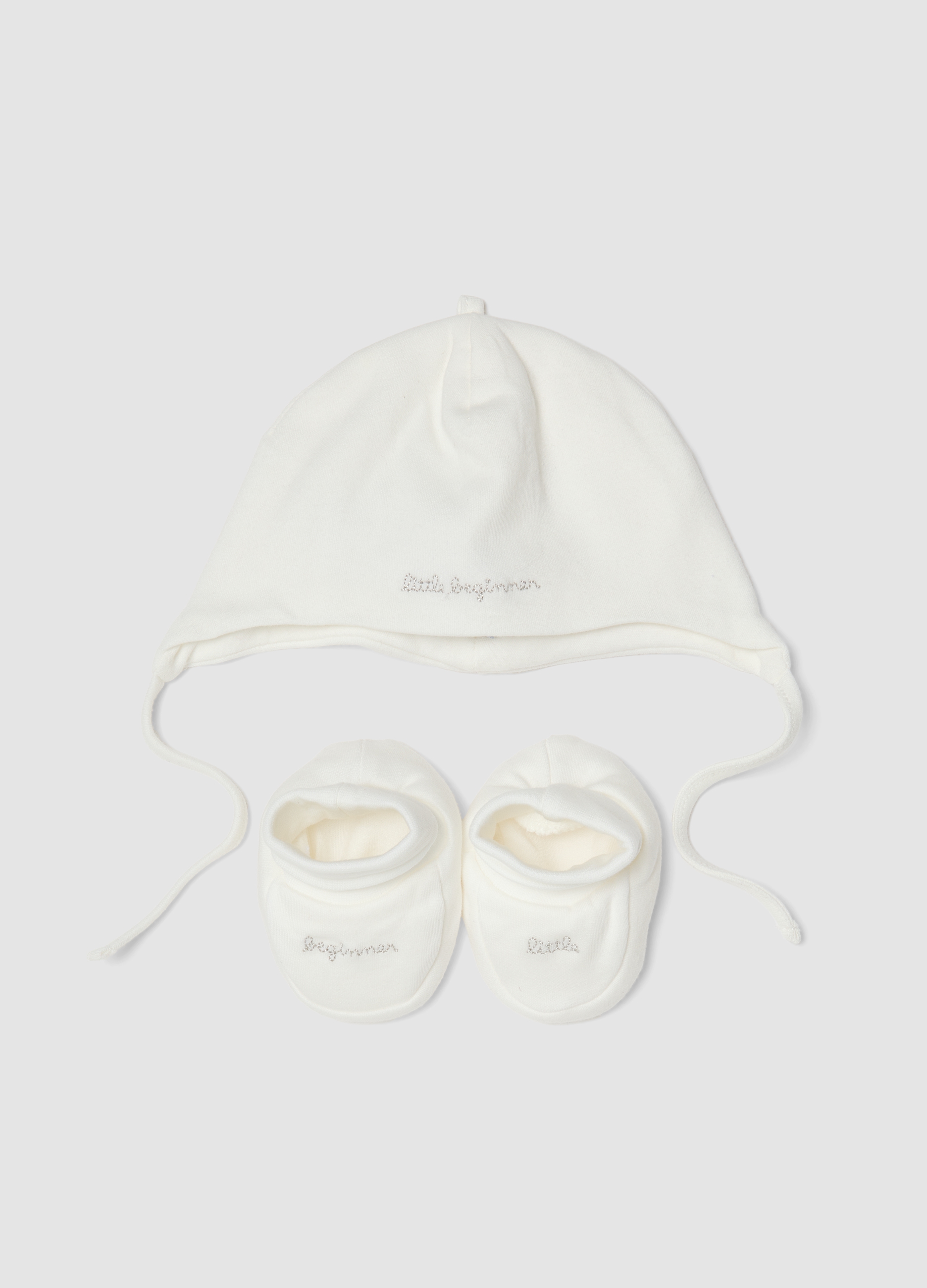 FAGOTTINO, Set Bianco Con Cappellino E Scarpine Foderate, Unisex, Bianco, Taglia: ONE SIZE
