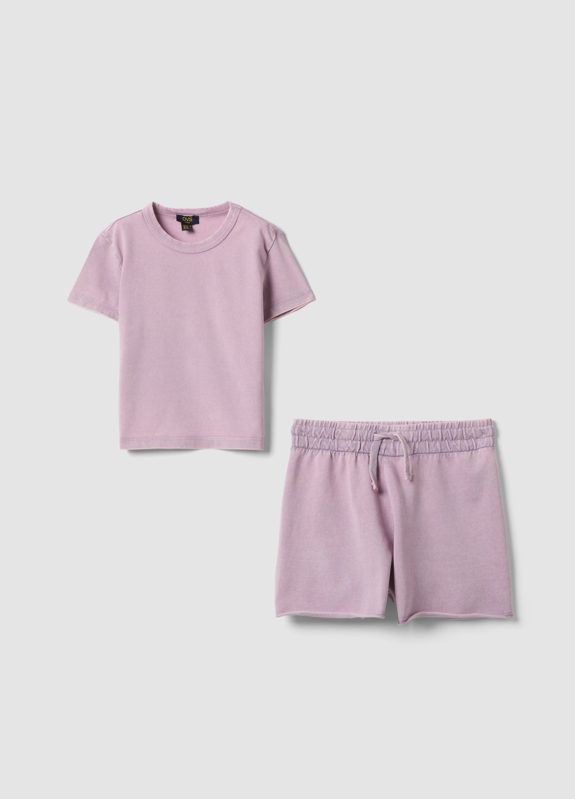 OVS KIDS, Conjunto Rosa De Algodón Elástico Con Camiseta Y Shorts, Niña, Morado, Talla: 12-13