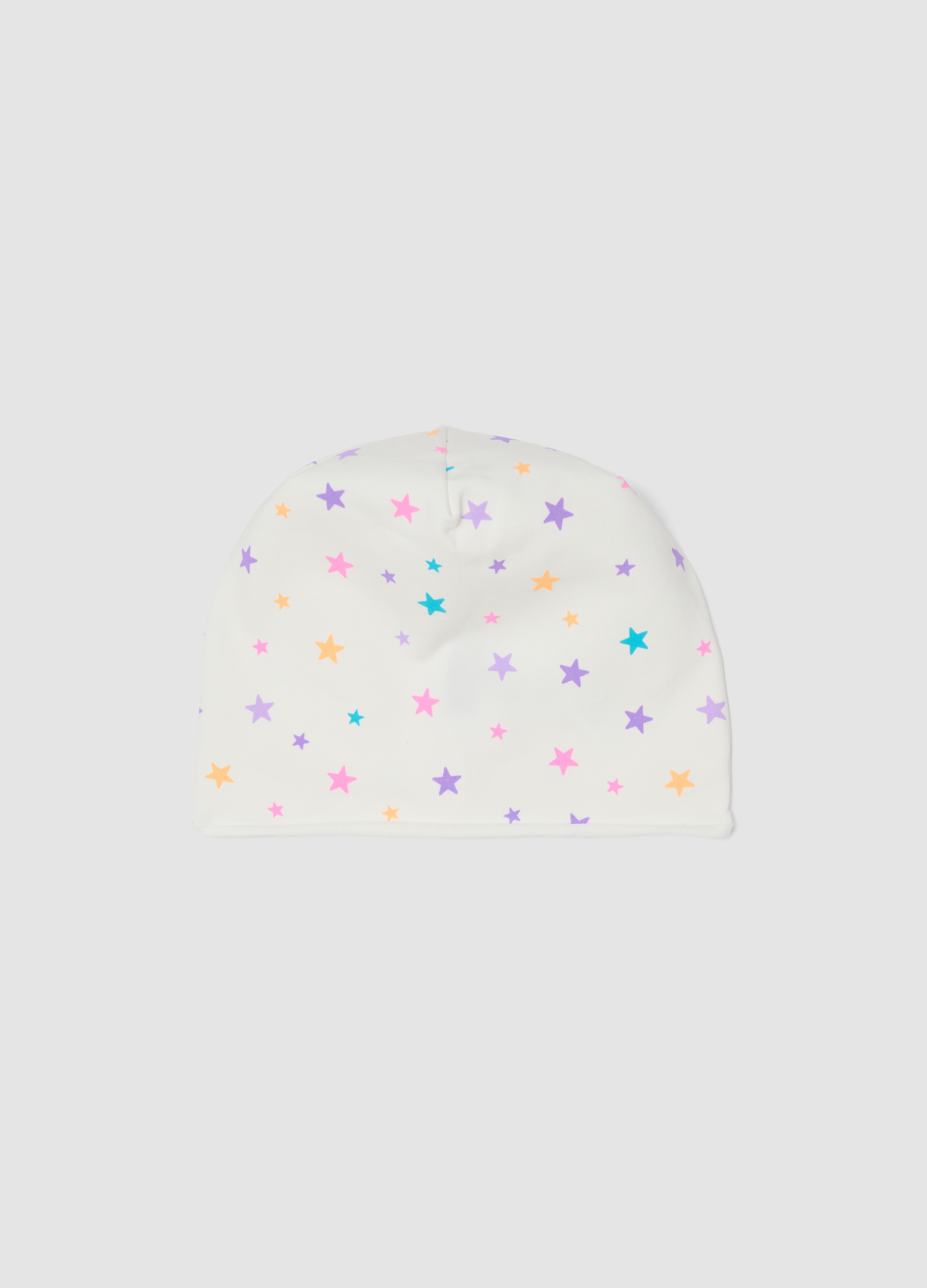 OVS KIDS, Cappello Bianco In Cotone Elasticizzato Con Stampa Stelle Per Bambina, Bianco, Taglia: 52