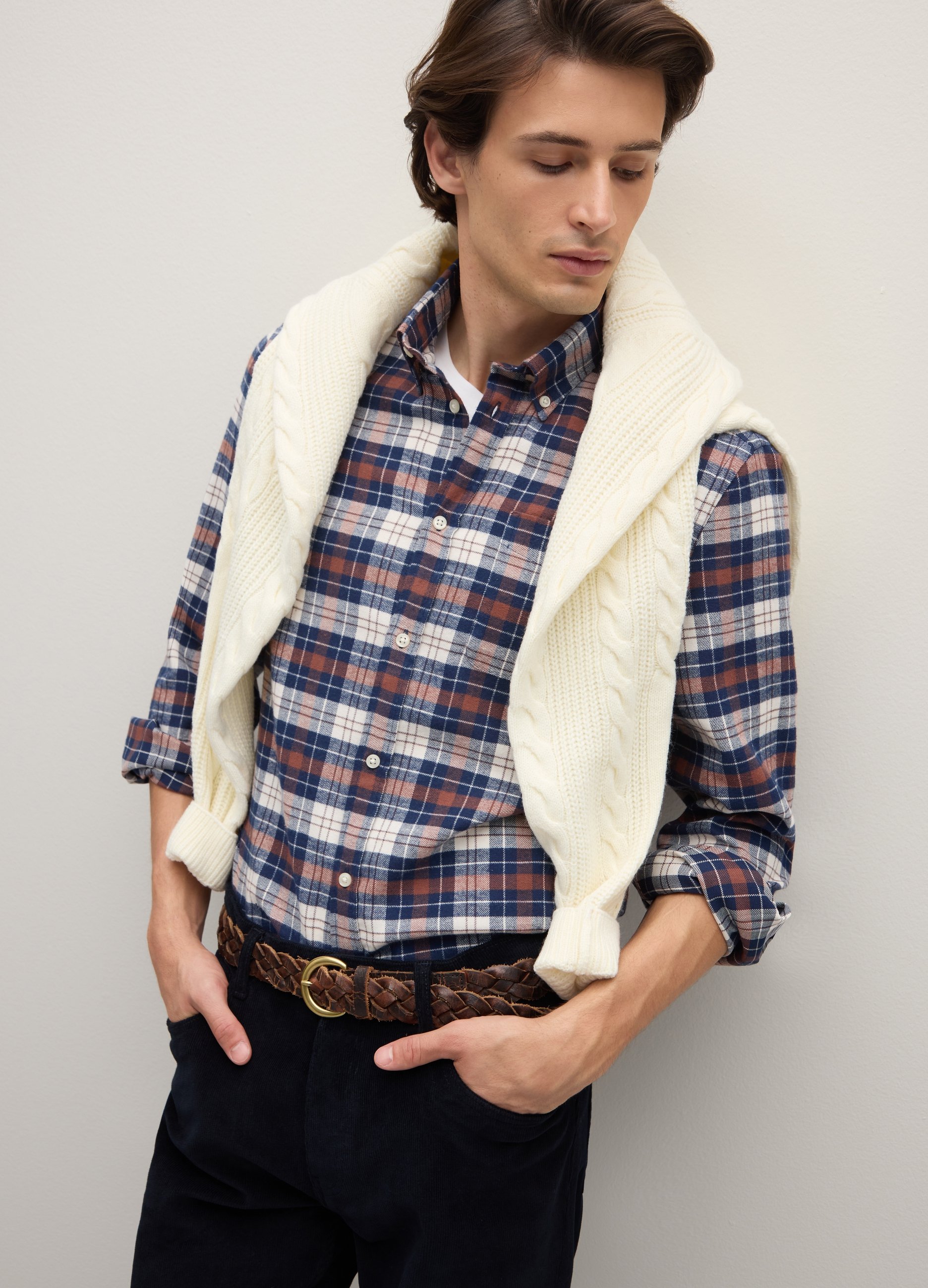 PIOMBO, Camicia Maniche Lunghe Multicolor In Puro Cotone Regular Fit A Quadri, Uomo, Multicolor, Taglia: L