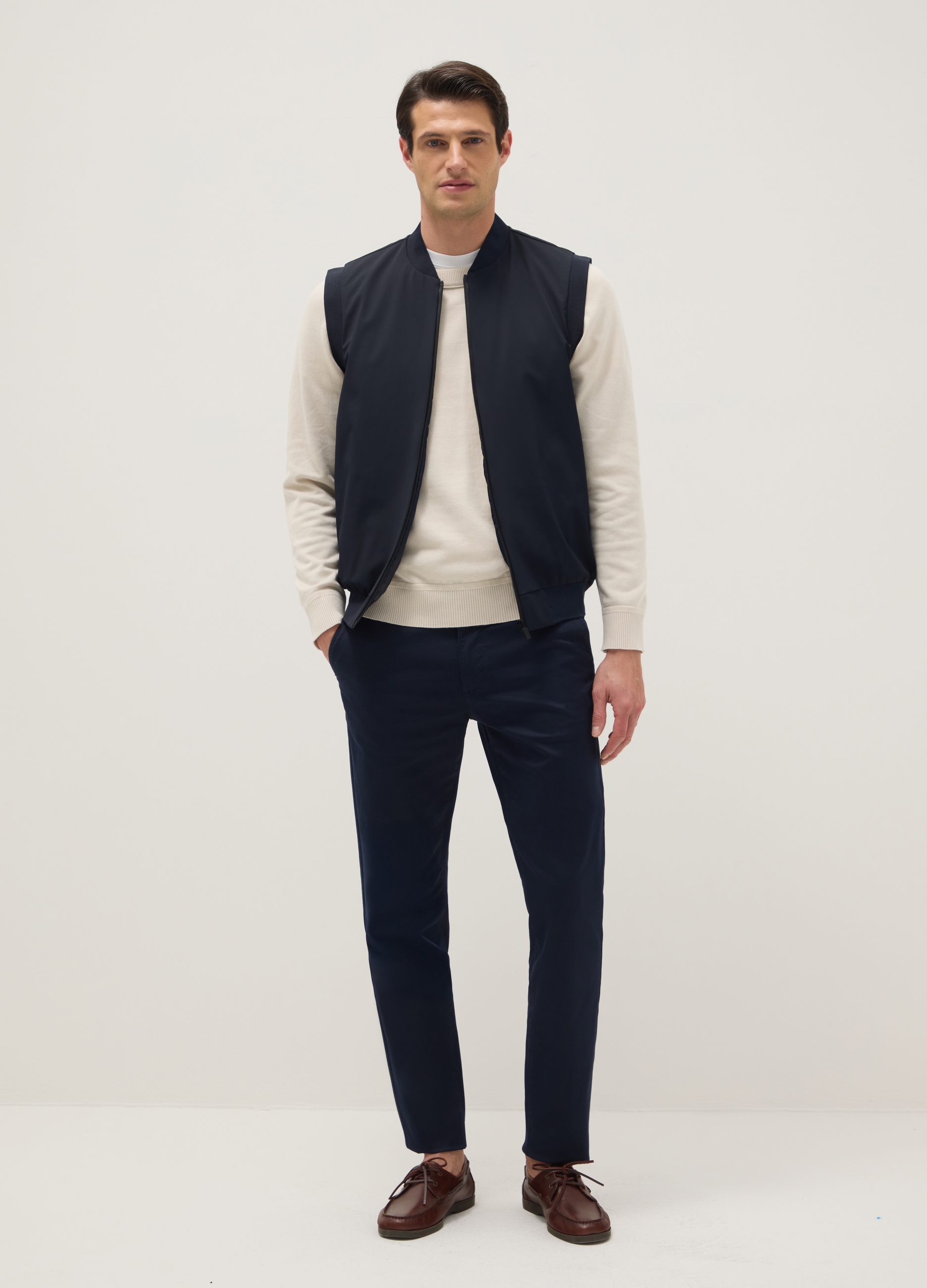 Chaleco Azul Regular Fit Con Cremallera Completa, Hombre, Azul oscuro, Talla: S