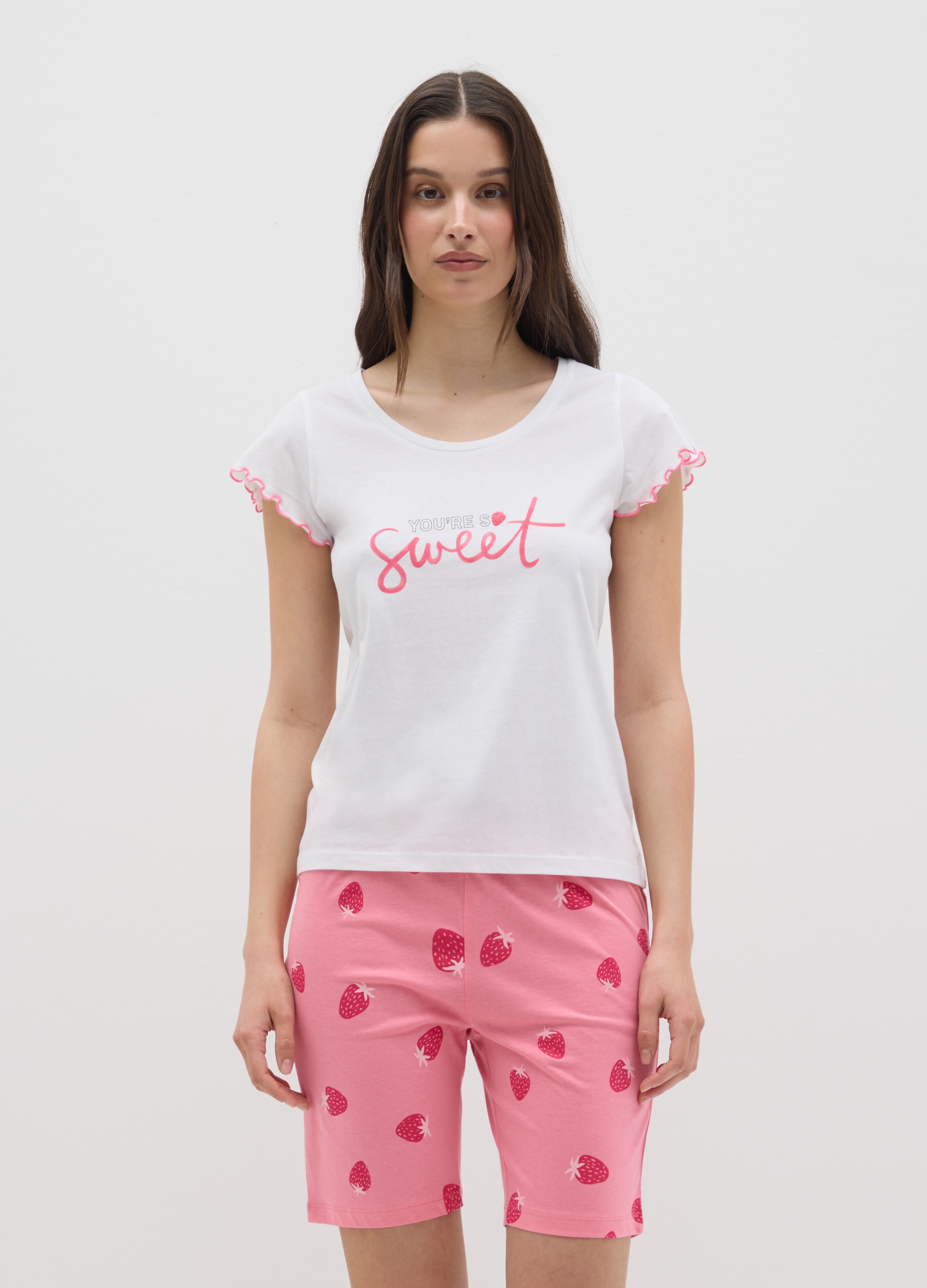 OVS , Top Pigiama Da Donna In Puro Cotone Bianco, Bianco, Taglia: S