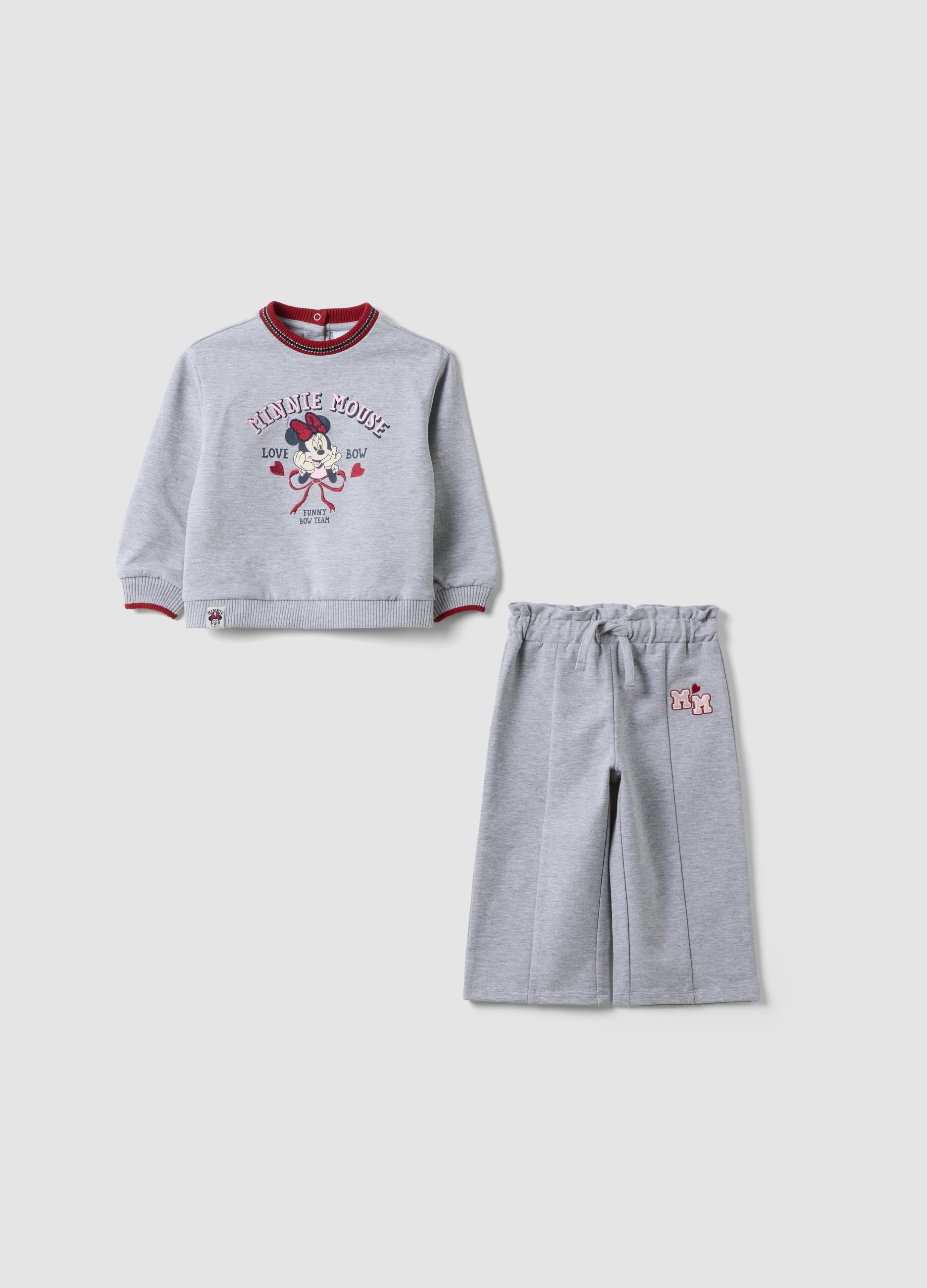 FAGOTTINO, Completo Grigio In Cotone Organico E Viscosa Elasticizzata E Stampa Minnie, Bambina, Grigio, Taglia: 18-24