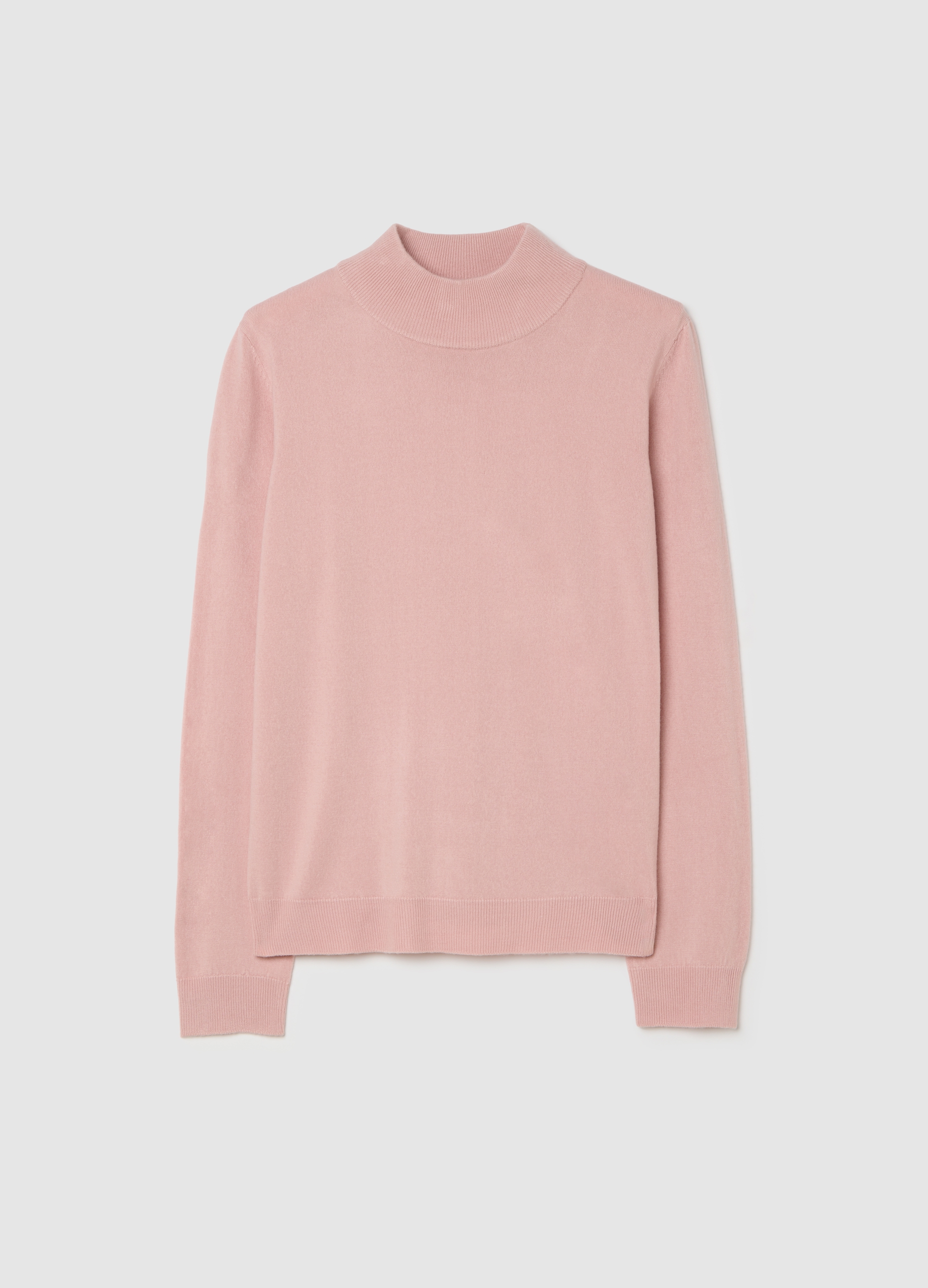 Maglione Rosa In Acrilico Con Collo Alto, Mujer, Rosa, Talla: 40