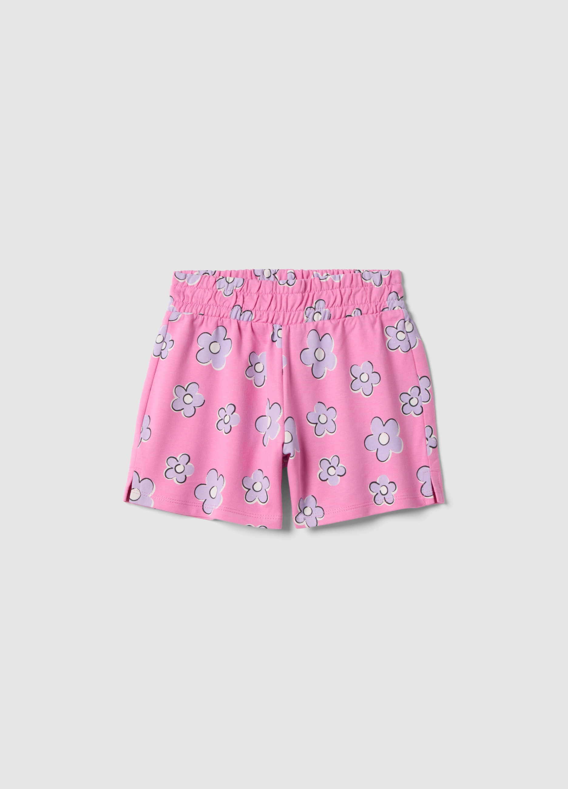 OVS KIDS, Shorts Rosas De Algodón Puro Para Niñas Con Flores, Ajuste Regular, Niña, Fucsia, Talla: 3-4