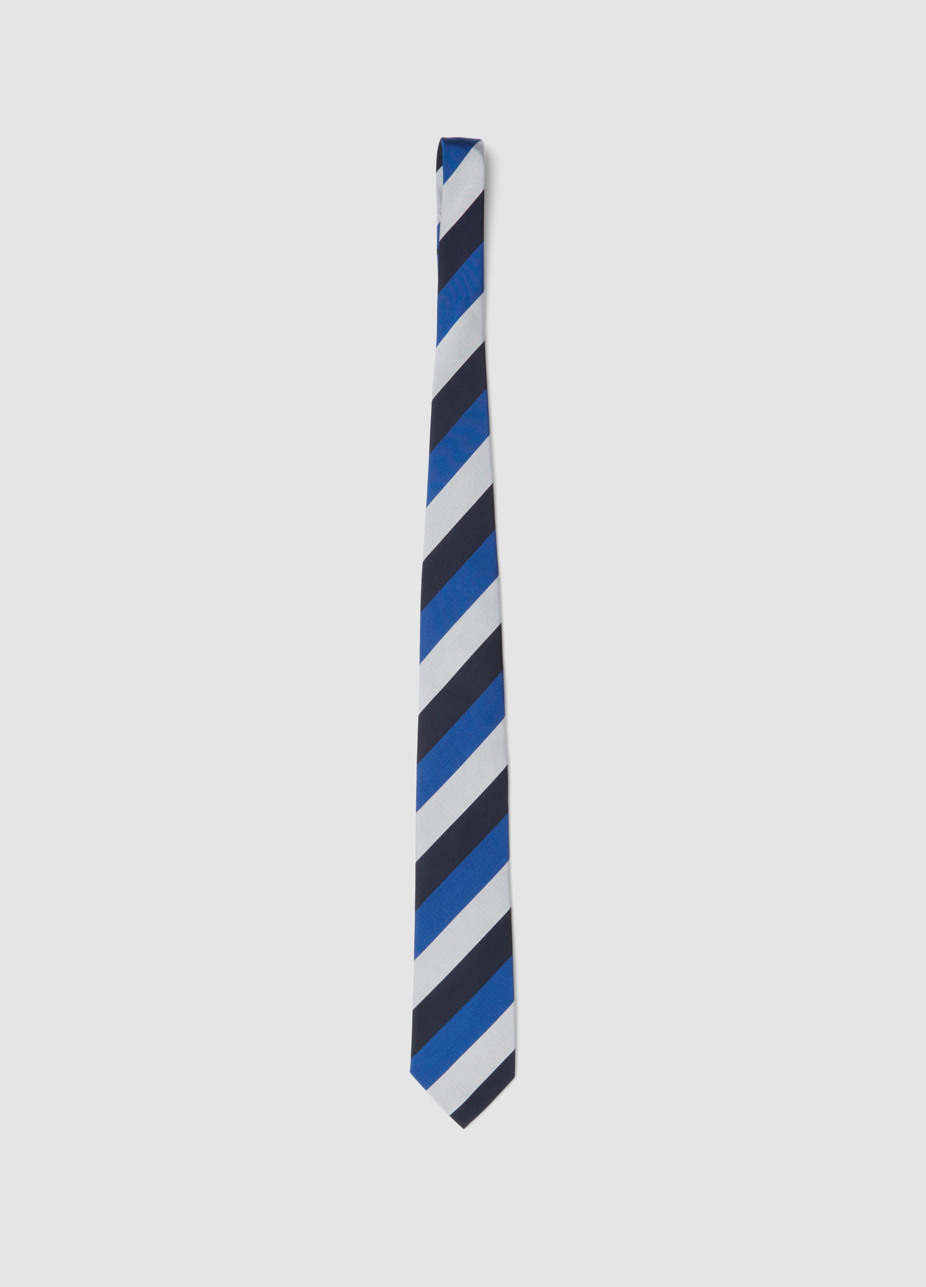 PIOMBO, Cravatta Blu In Pura Seta A Righe Diagonali, Uomo, Multicolor, Taglia: ONE SIZE