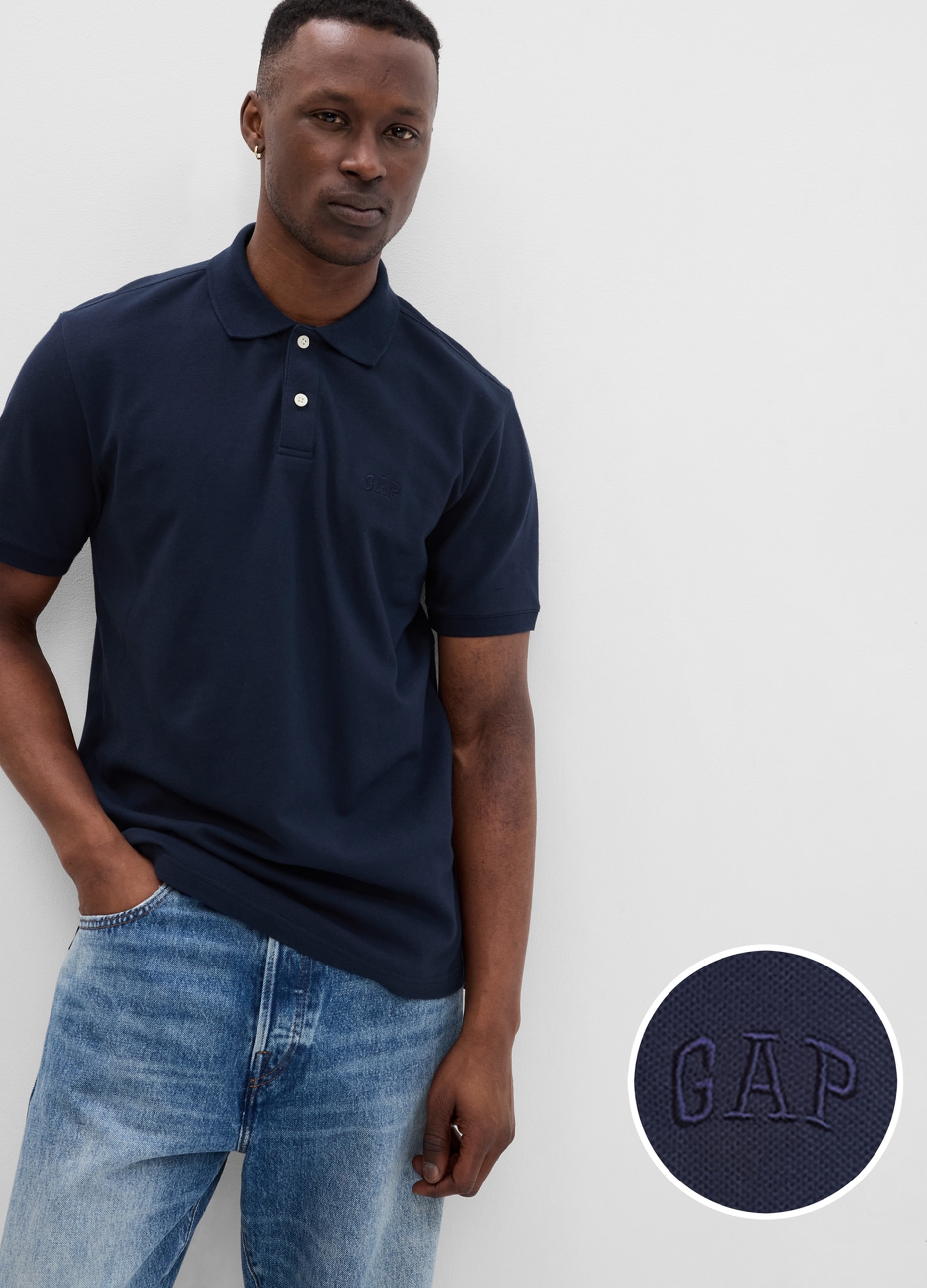 GAP, Polo In Piquet Con Logo Gap, Uomo, Blu, Taglia: S