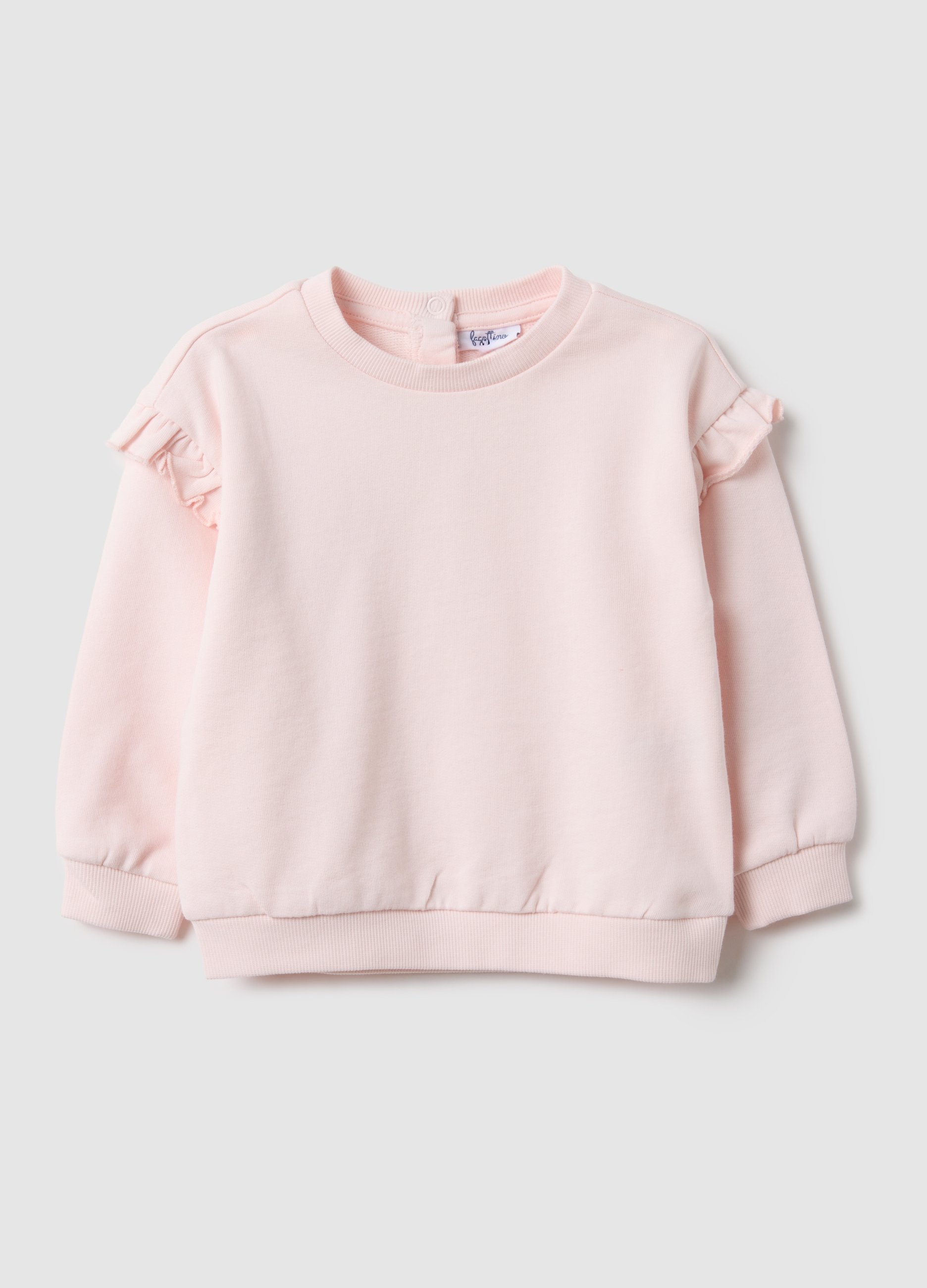 FAGOTTINO, Sudadera Rosa De Algodón Puro Regular Fit Con Volante Para Niña, Niña, Rosa pastel, Talla: 12-18