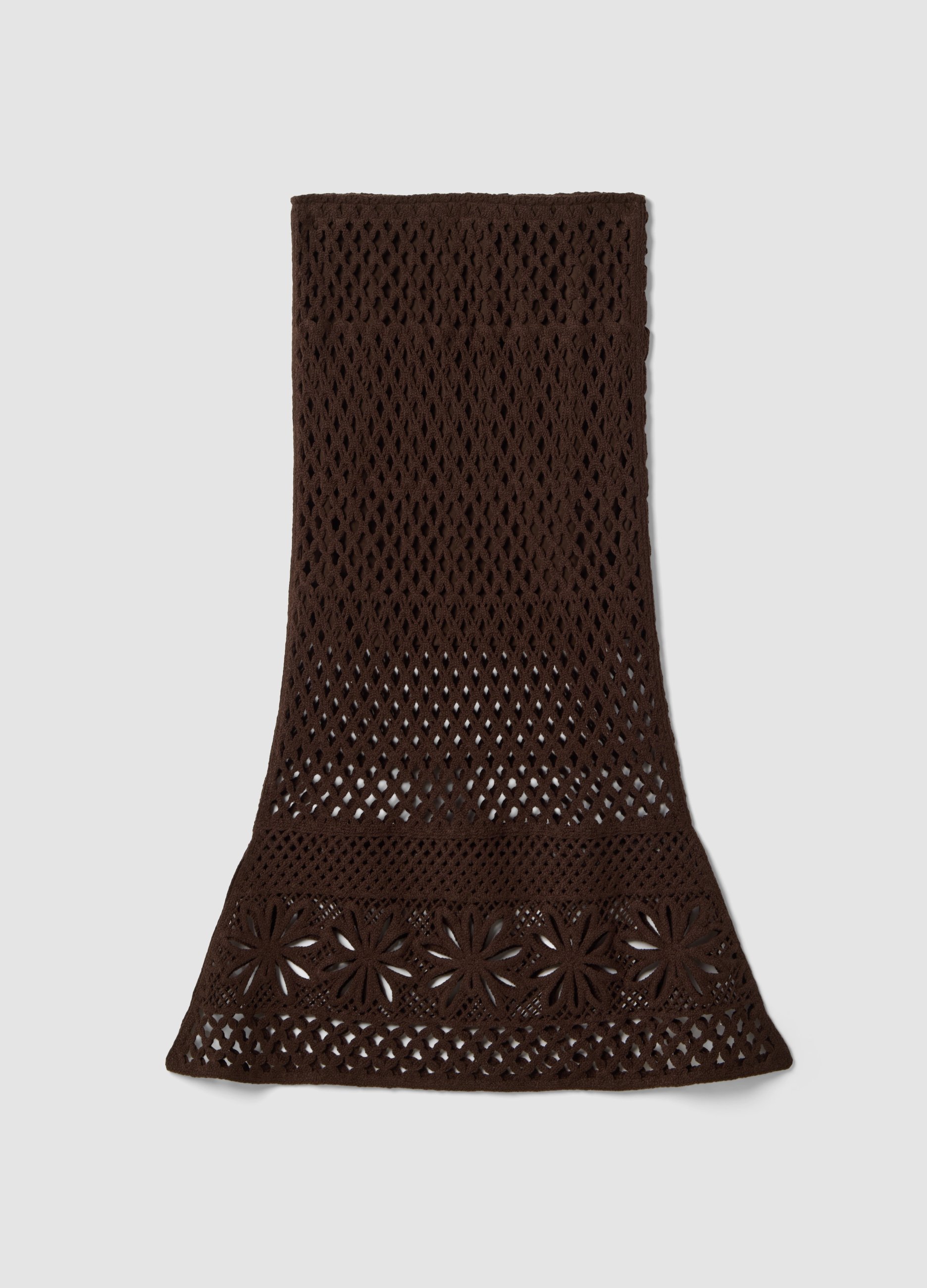 LES COPAINS, Gonna Lunga In Misto Cotone Marrone Regular Fit Con Design A Maglia, Donna, Marrone, Taglia: L