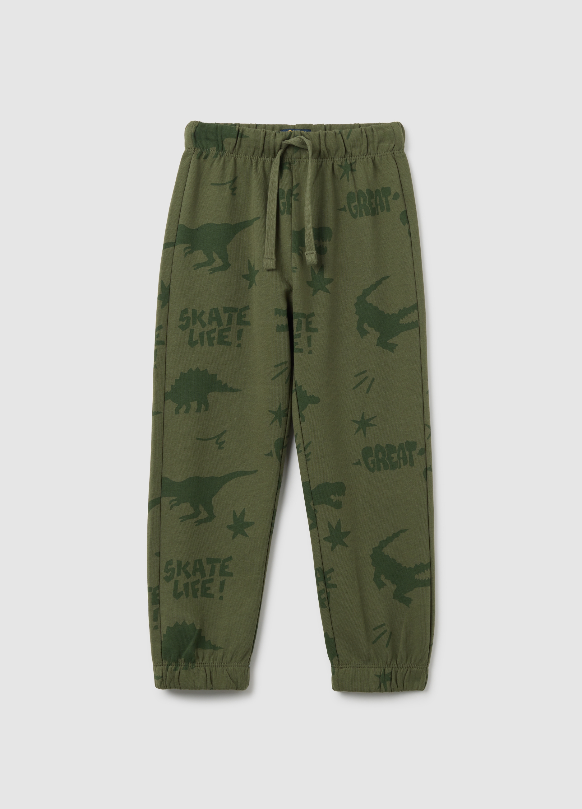 Pantalones Para Niños De Algodón Verde Puro Ajuste Regular, Niño, Verde oscuro, Talla: 7-8