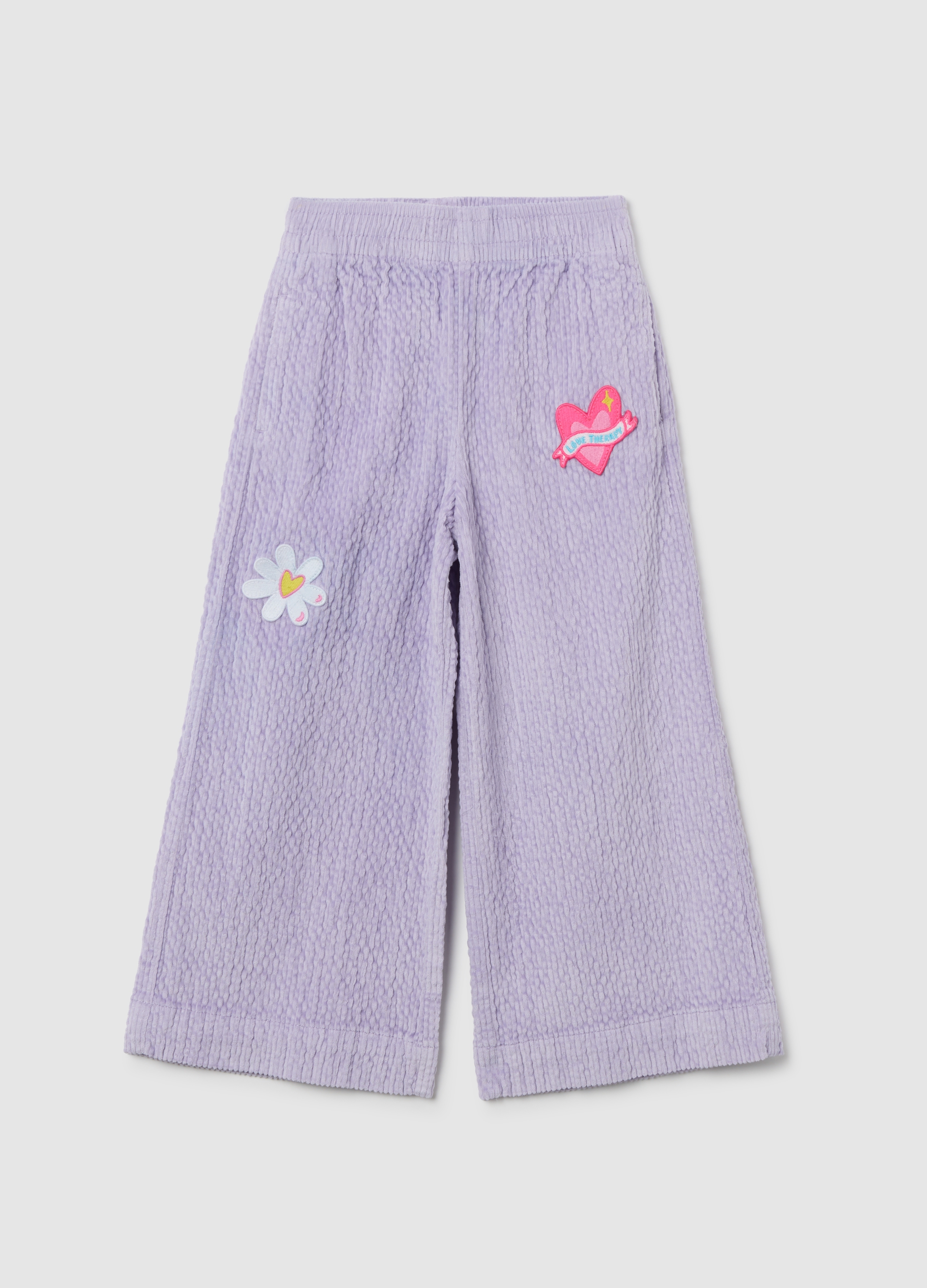 LOVE THERAPY, Pantaloni Da Bambina Viola Wide Leg, Viola, Taglia: 3-4