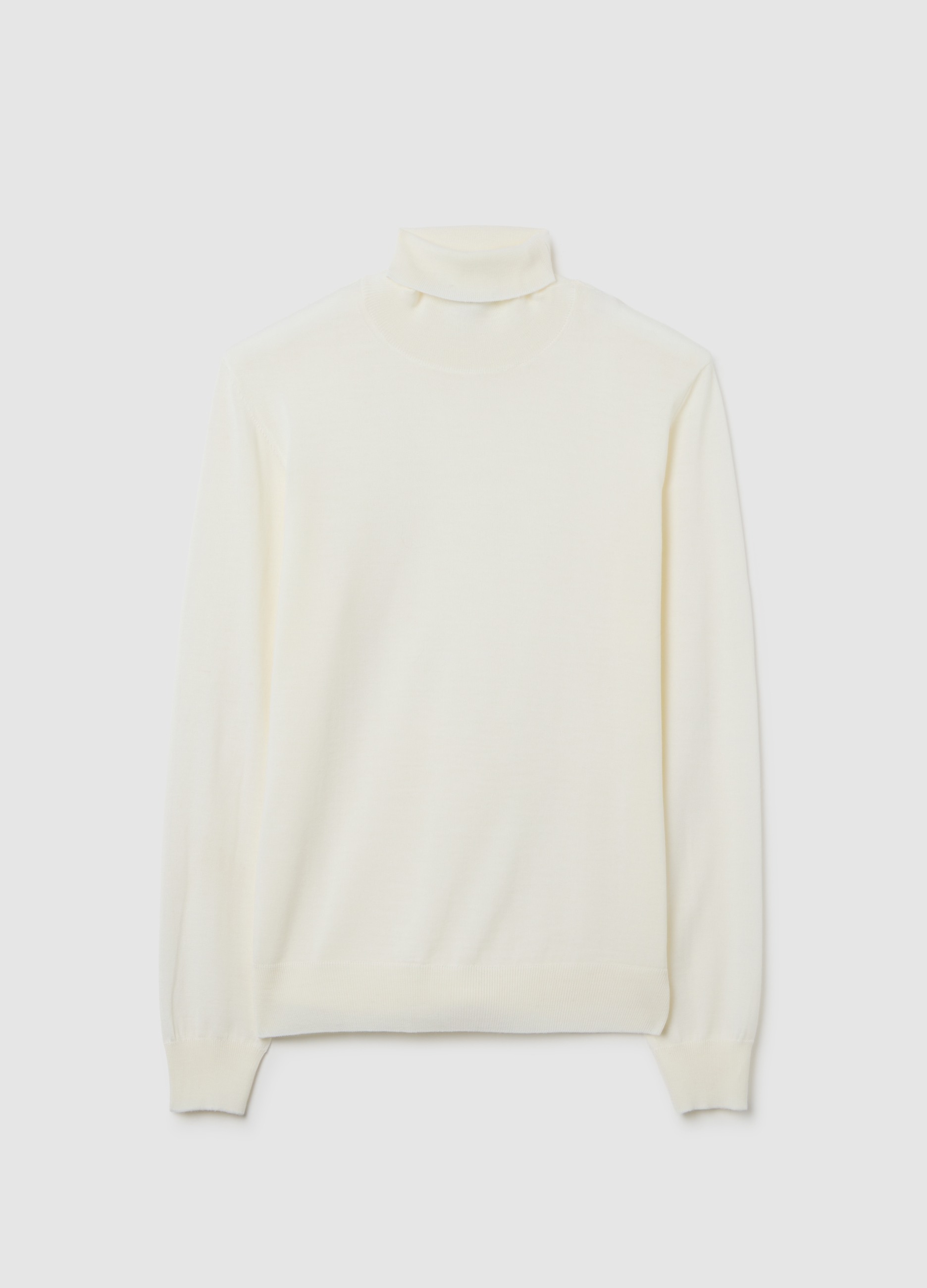 PIOMBO, Maglione A Collo Alto Bianco In Pura Lana Merino Regular Fit, Hombre, Blanco óptico, Talla: M