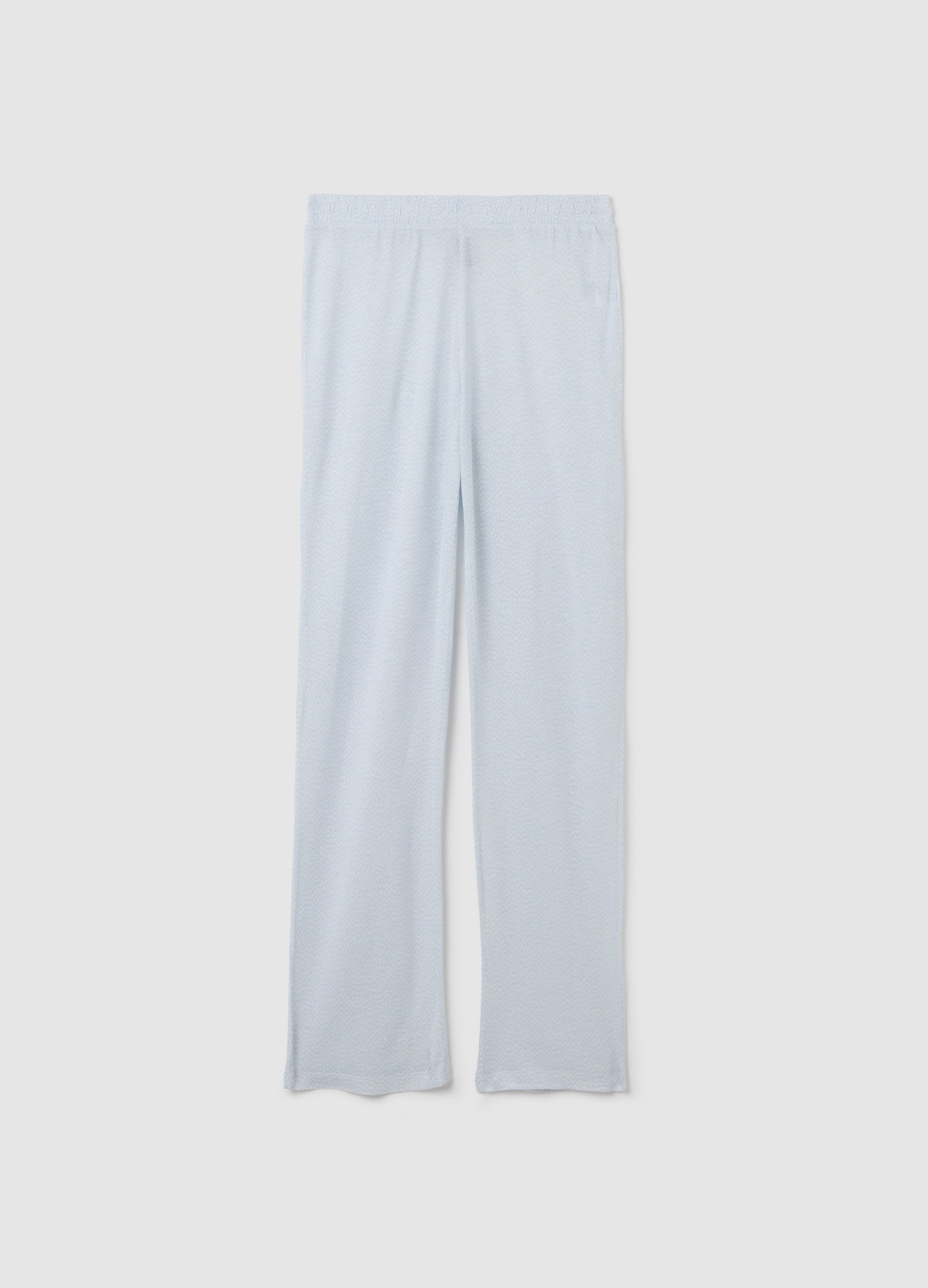 Pantalones De Puro Viscosa Multicolor Ajuste Regular, Mujer, Blanco/azul claro, Talla: S