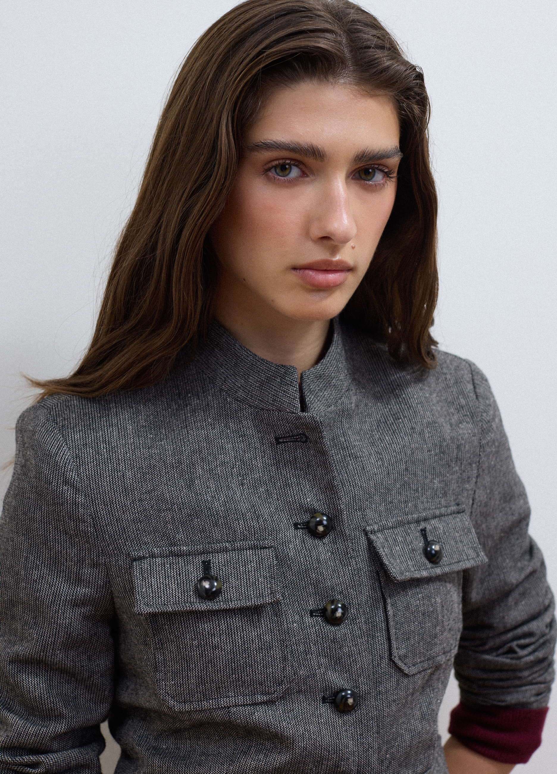 LES COPAINS, Blazer Grigio In Misto Lana E Viscosa Slim Fit, Donna, Grigio, Taglia: 46