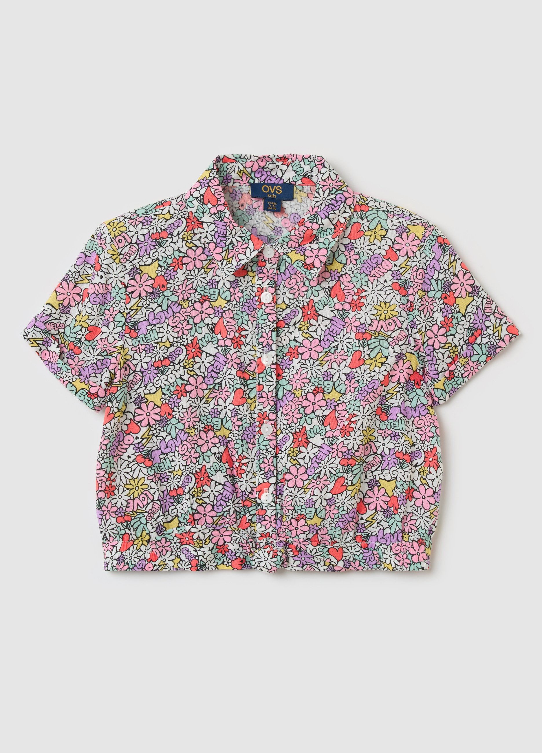 OVS, Camicia Crop In Fantasia Floreale, Bambina, Multicolor, Taglia: 4-5
