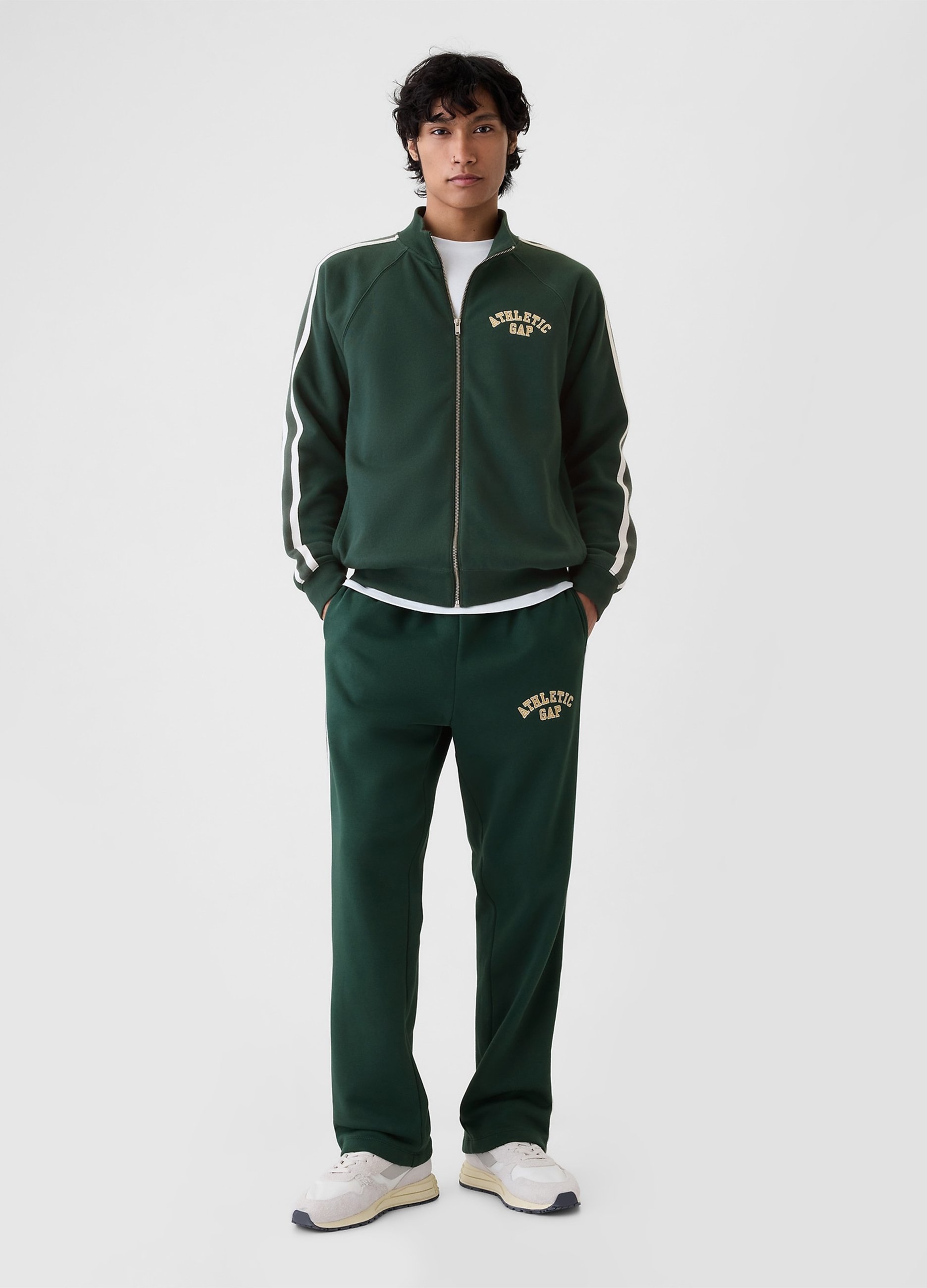 GAP, Joggers Con Bande Rigate Ricamo Logo Athletic, Uomo, Blu, Taglia: S