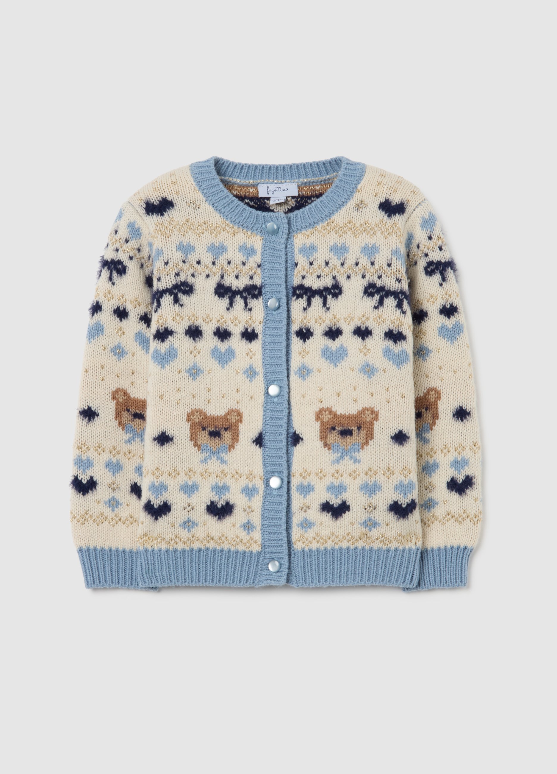 FAGOTTINO, Cardigan Da Bimba Multicolor Regular Fit Con Ricami, Bambina, Multicolor, Taglia: 18-24