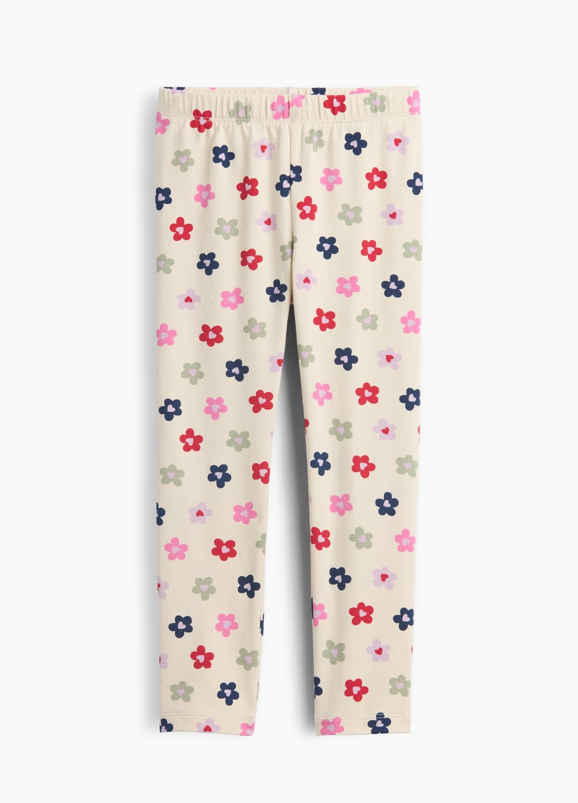 GAP KIDS, Leggings Beige In Cotone Elasticizzato Con Fantasia Floreale, Bambina, Beige, Taglia: 5Y/107-114