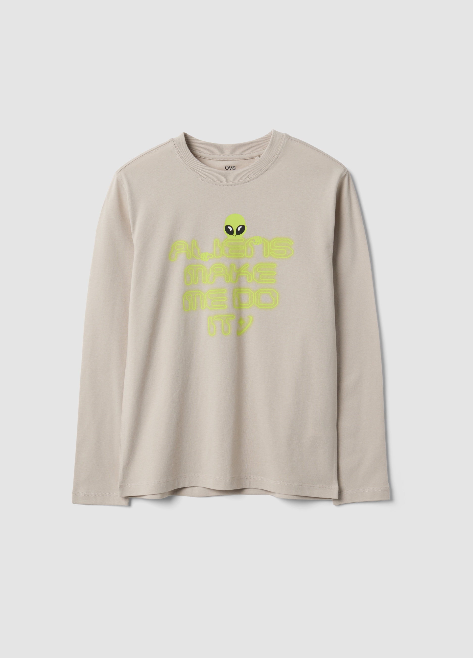 OVS KIDS, T-shirt Grigia In Puro Cotone Organico Con Stampa Per Ragazzo, Bambino, Grigio, Taglia: 10-11