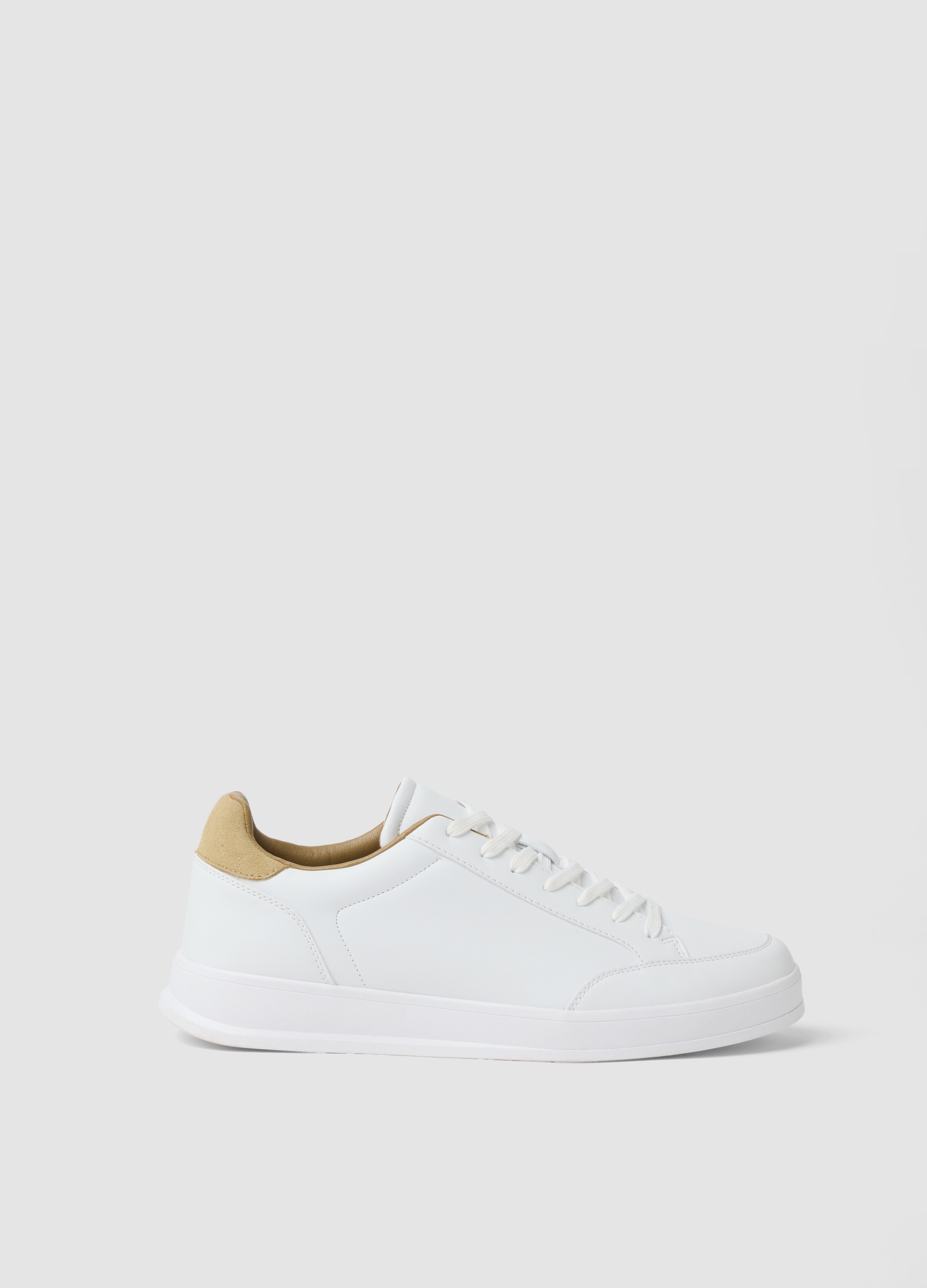 OVS , Sneakers Bianche Casual Con Dettaglio Beige, Uomo, Bianco, Taglia: 43