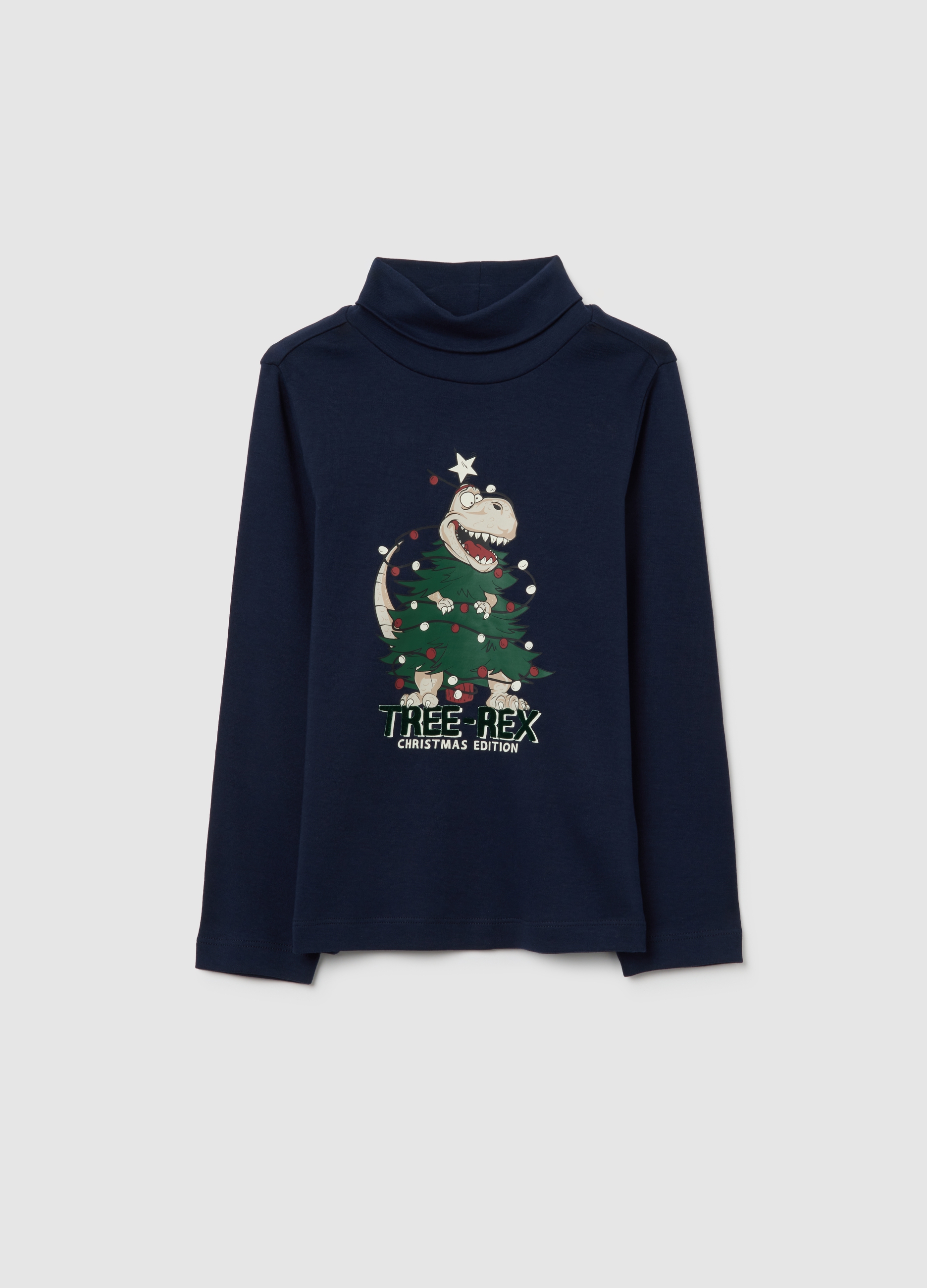 OVS KIDS, Jersey Azul Con Cuello Alto De Niño En Algodón Puro Regular Fit Estampado, Niño, Blu Bluette, Talla: 4-5