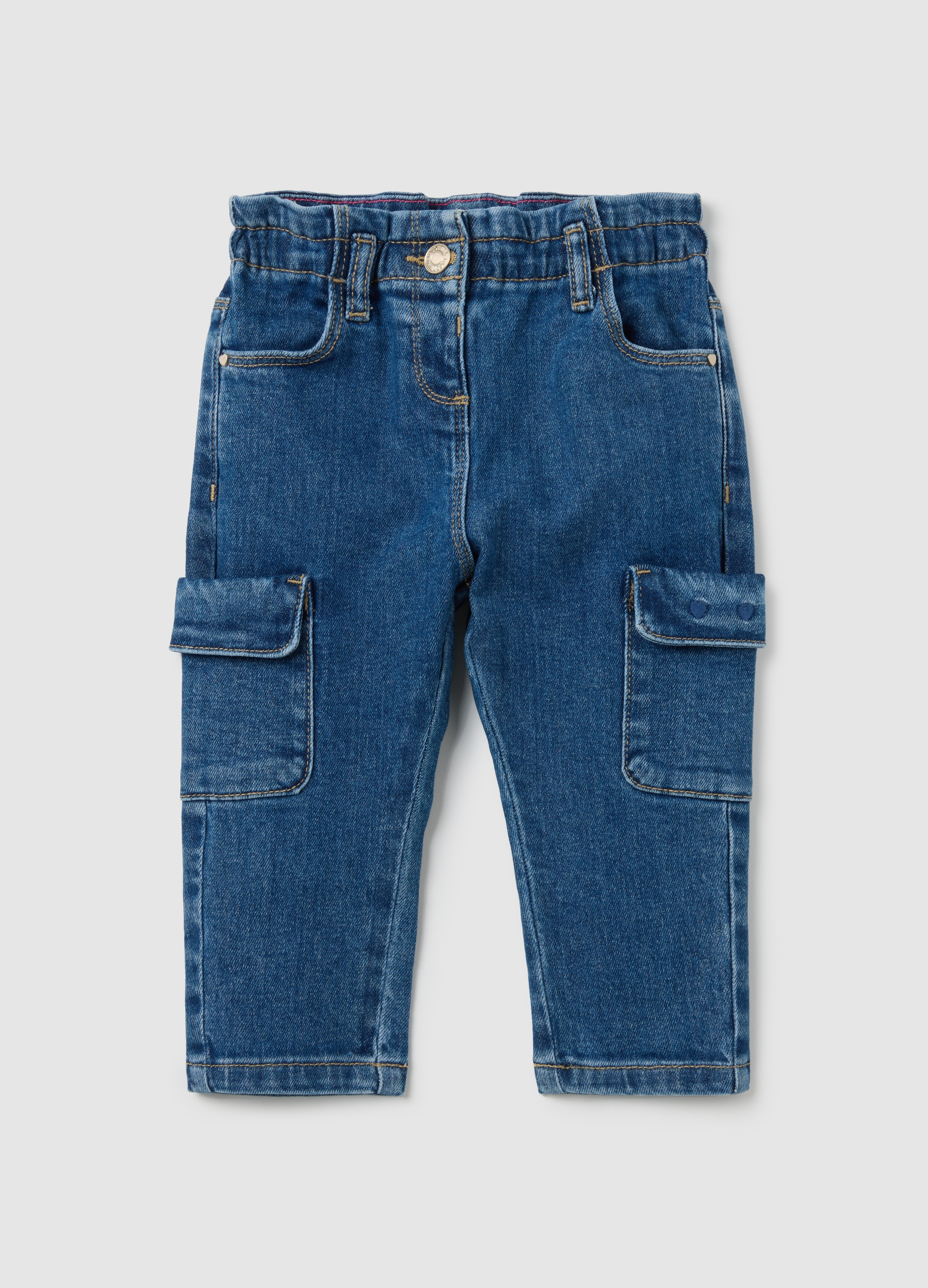 FAGOTTINO, Pantaloni Cargo Da Bambina In Denim Regular Fit, Denim, Taglia: 18-24