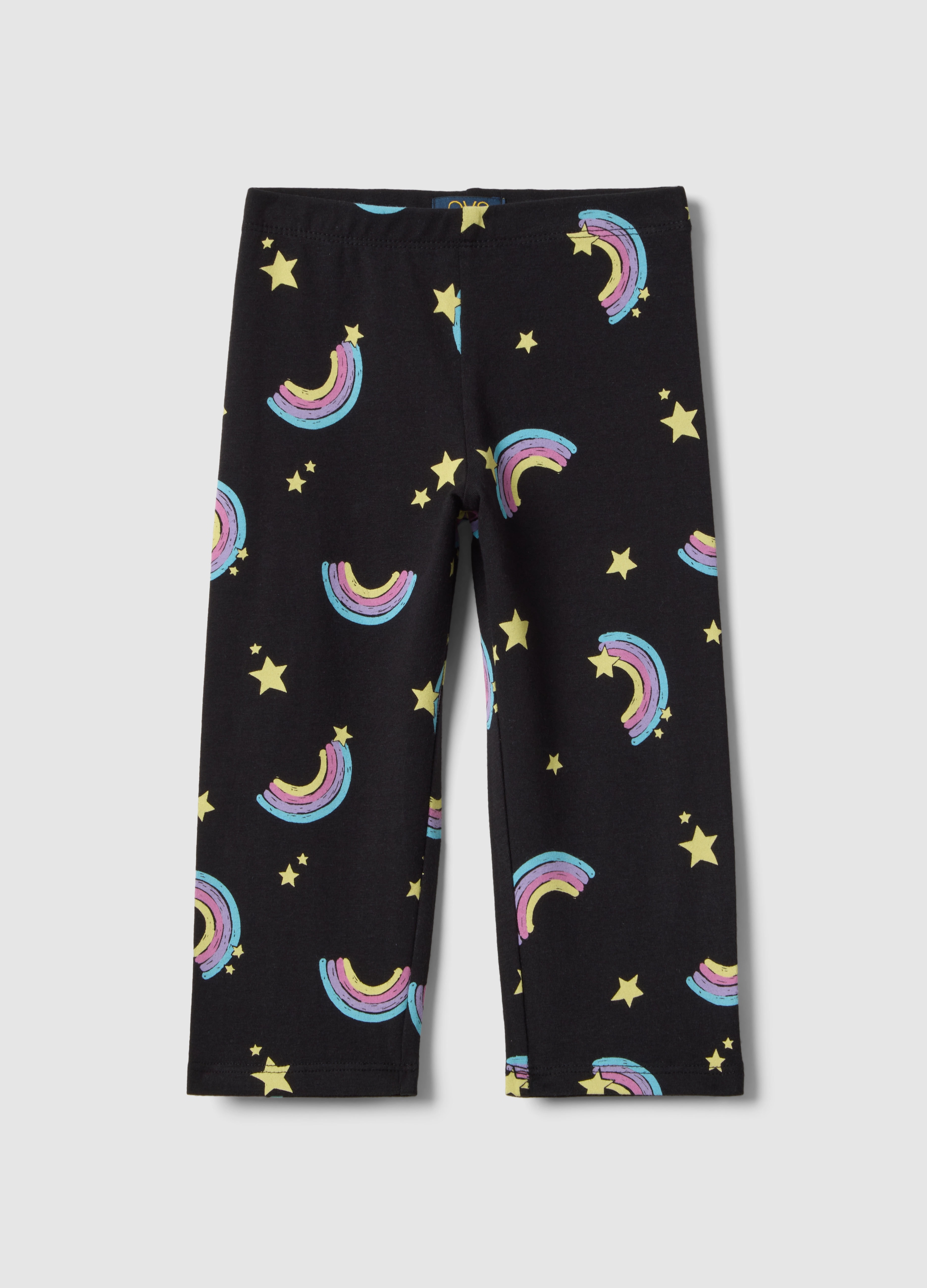 OVS KIDS, Leggings Ajustados Negros De Algodón Orgánico Elástico Para Niñas, Niña, Estampado Negro 2, Talla: 3-4