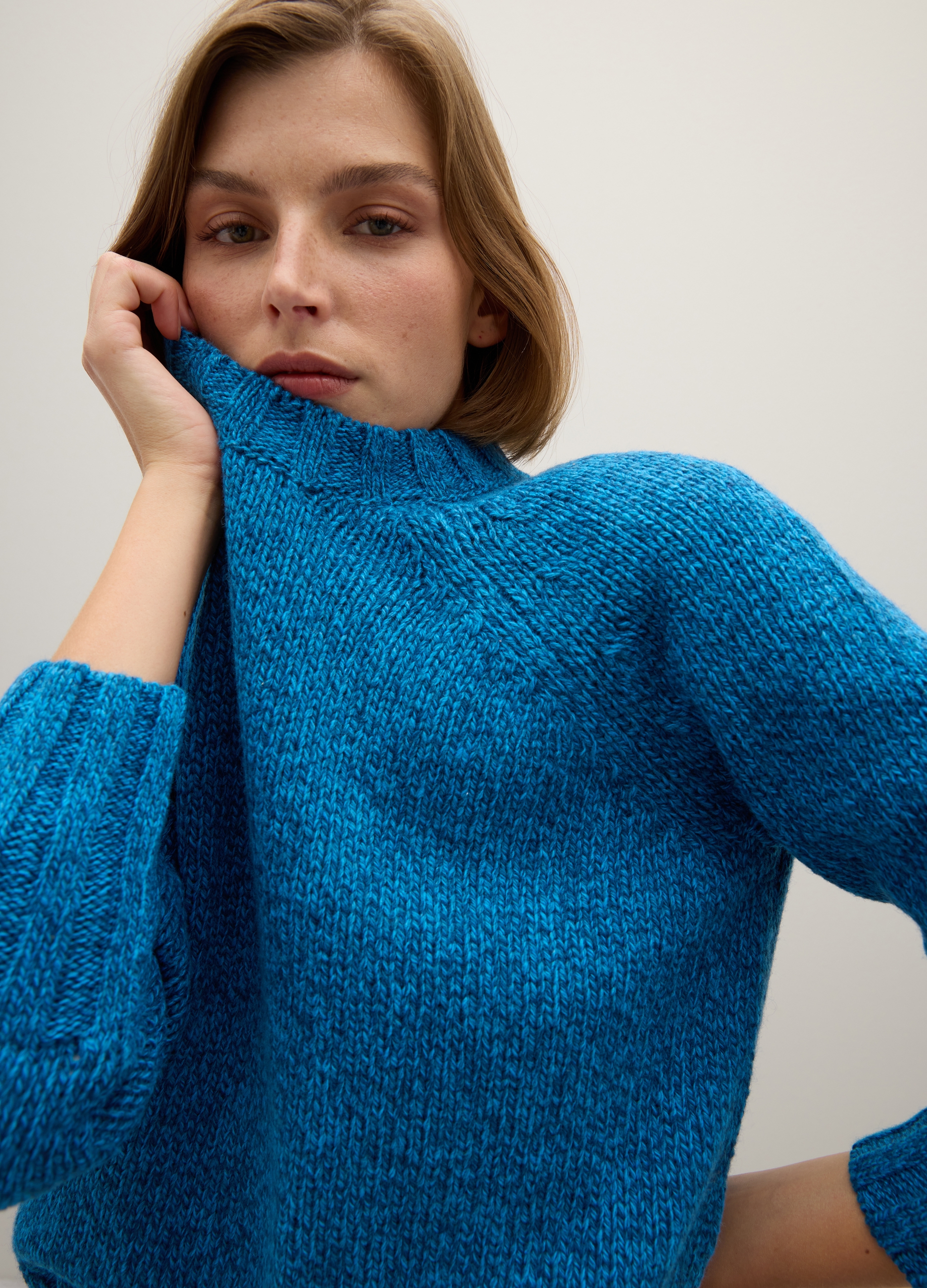 OVS, Jersey Azul Con Cuello Redondo Y Tejido De Punto Jersey, Mujer, Azul jaspeado, Talla: 36