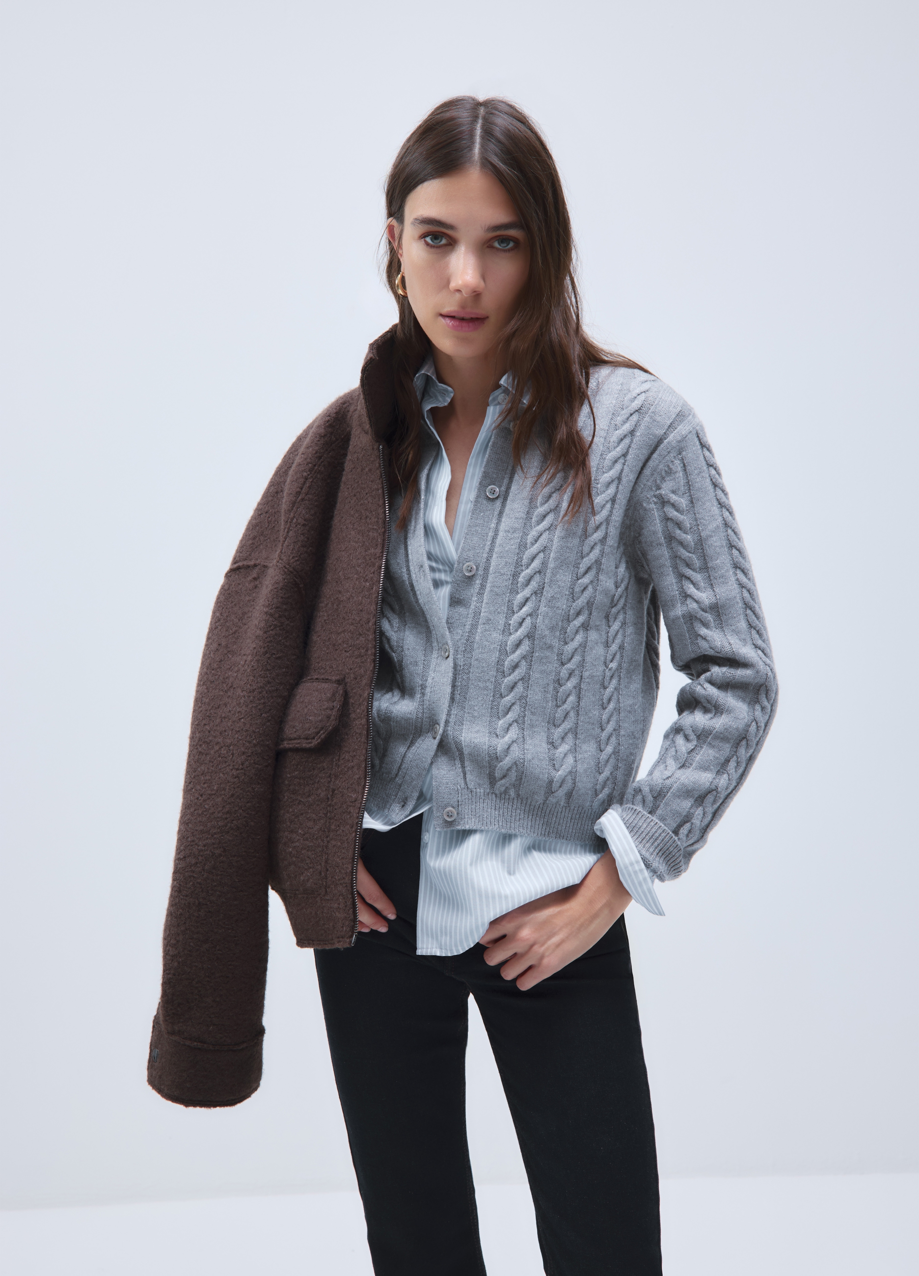 OVS, Cardigan Grigio Lavorato A Maglia, Donna, Grigio, Taglia: M