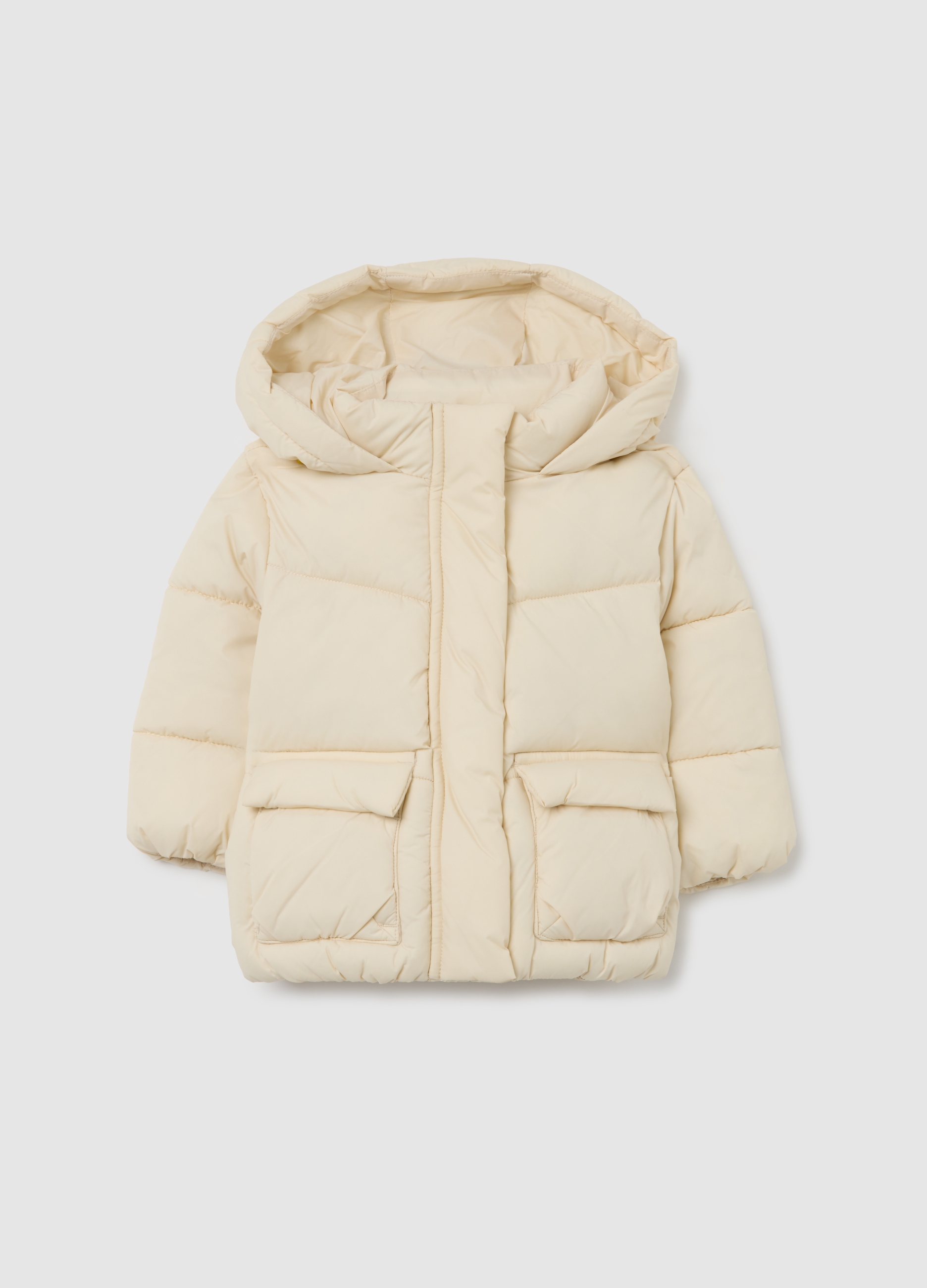 FAGOTTINO, Piumino The Iconic Puffer Bianco Panna Da Bambina Con Cappuccio, Bianco, Taglia: 12-18