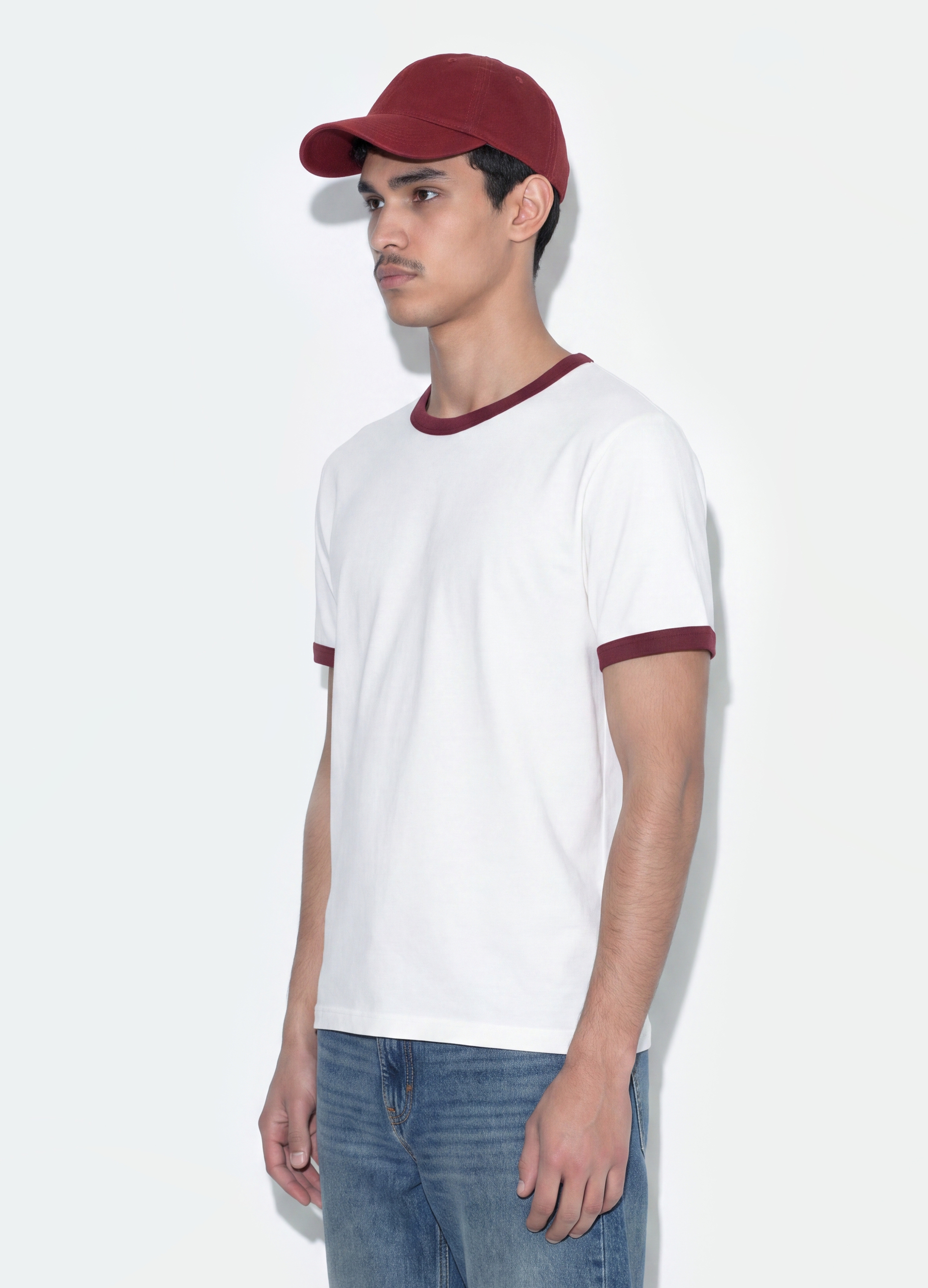 B.ANGEL , Camiseta Blanca De Algodón Puro Con Cuello Redondo Y Corte Entallado, Hombre, Blanco/rojo, Talla: XL