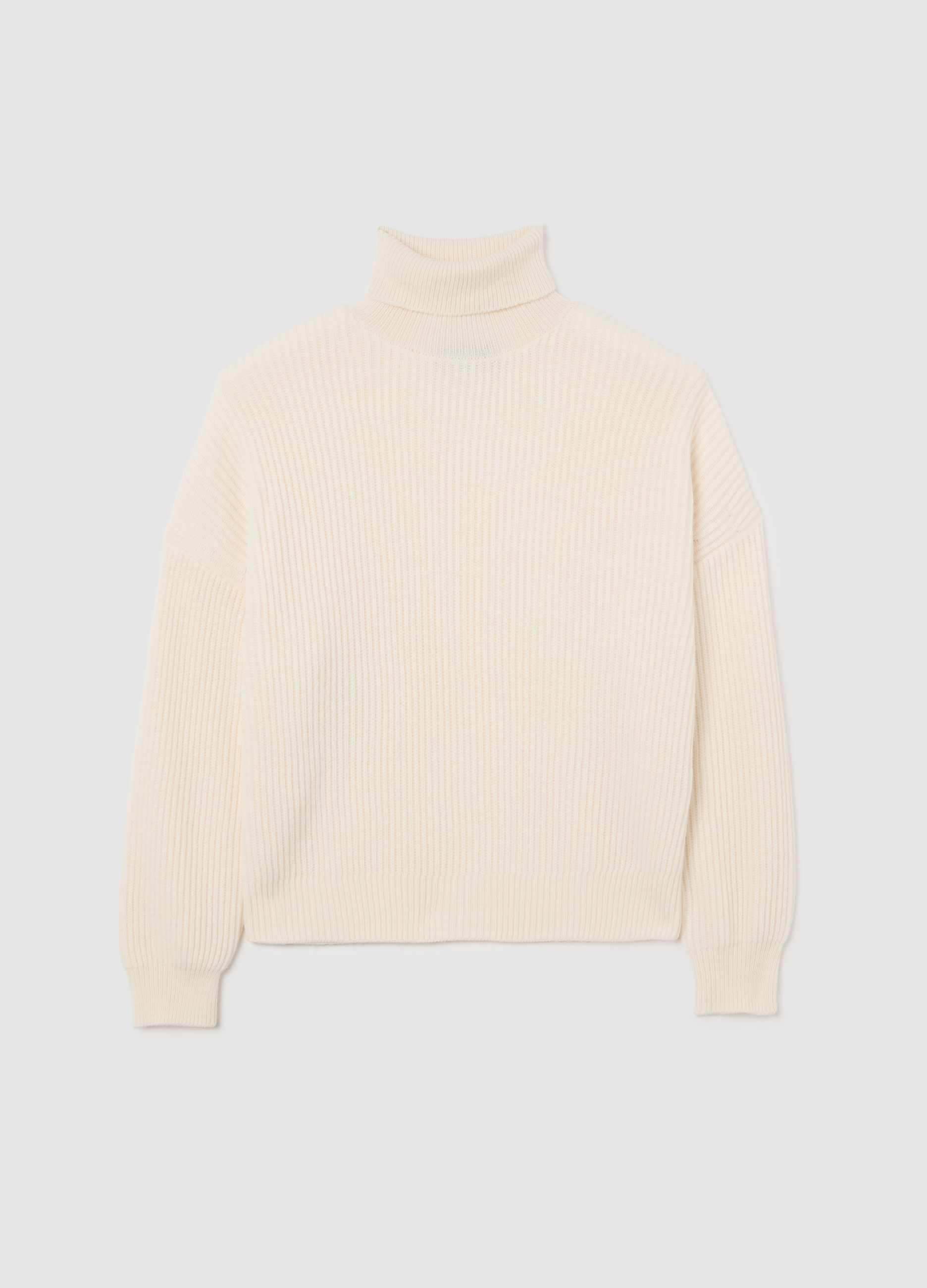 Piombo Contemporary, Maglione Bianco A Collo Alto, Mujer, Beige, Talla: 38