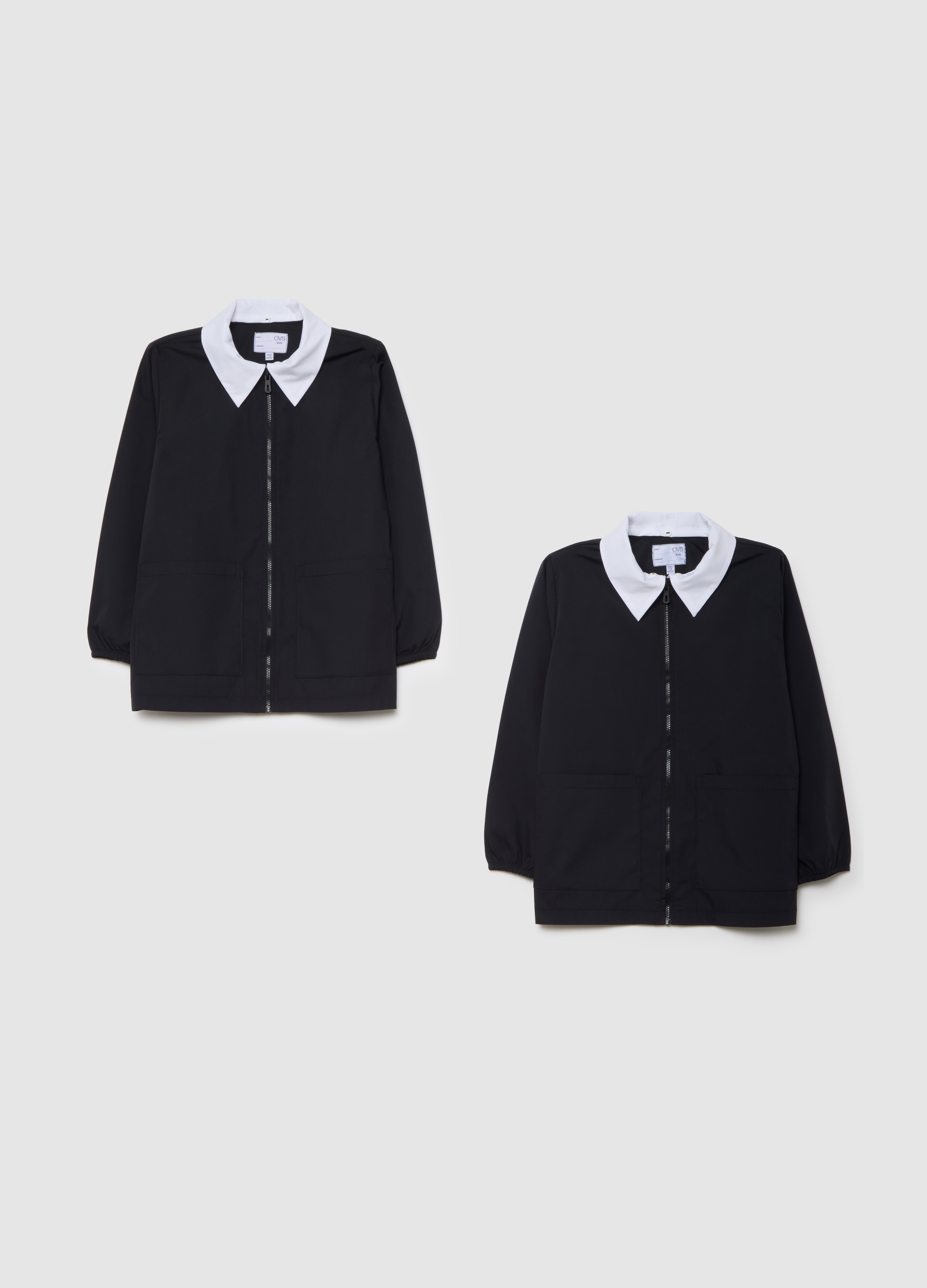 Delantal Escolar Infantil Multicolor En Mezcla De Algodón Con Cremallera, Niño, Negro/Blanco, Talla: 5-6