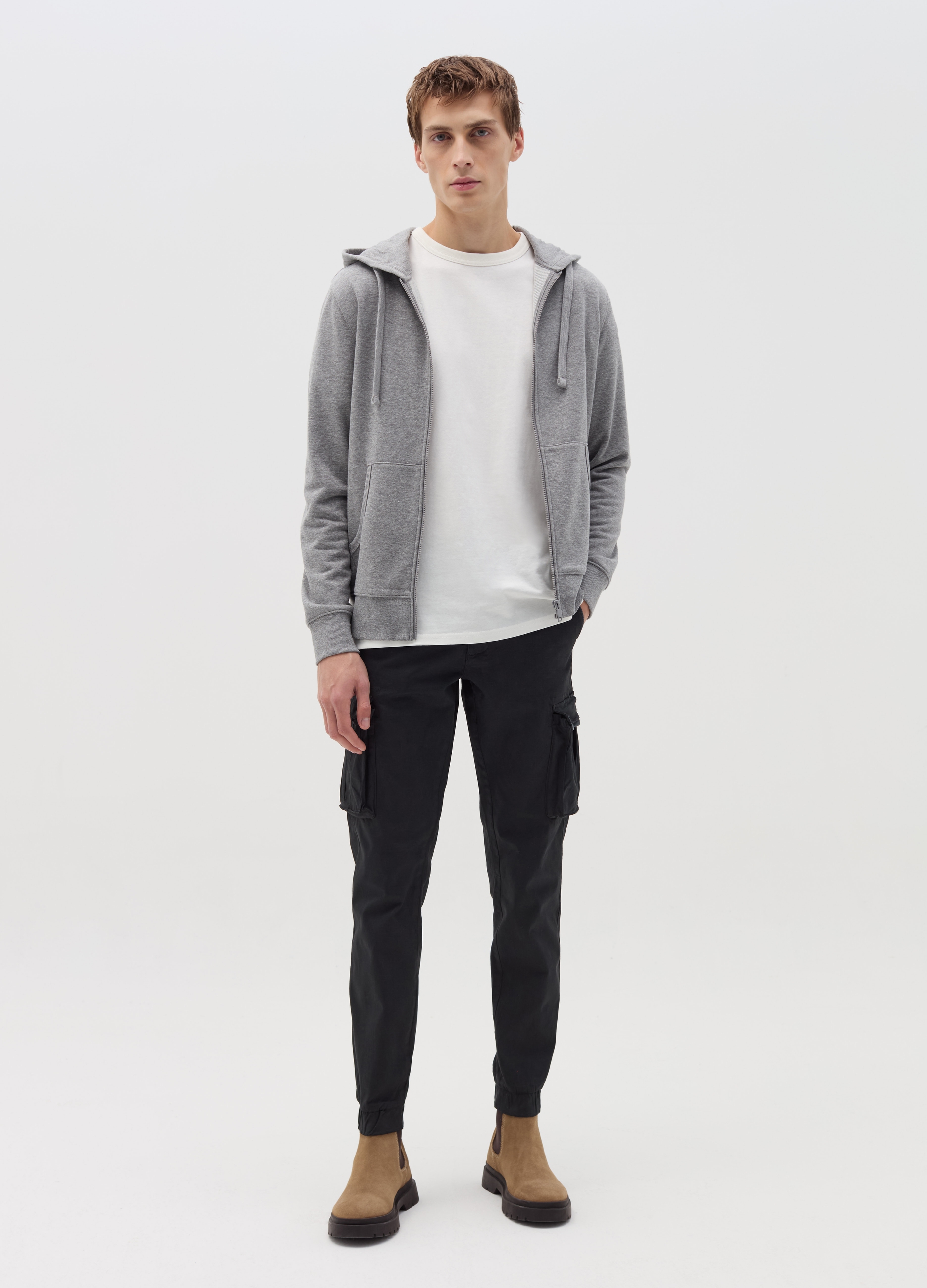 Pantalón Cargo Cuff-hem De Algodón Elástico, Hombre, Negro, Talla: 50