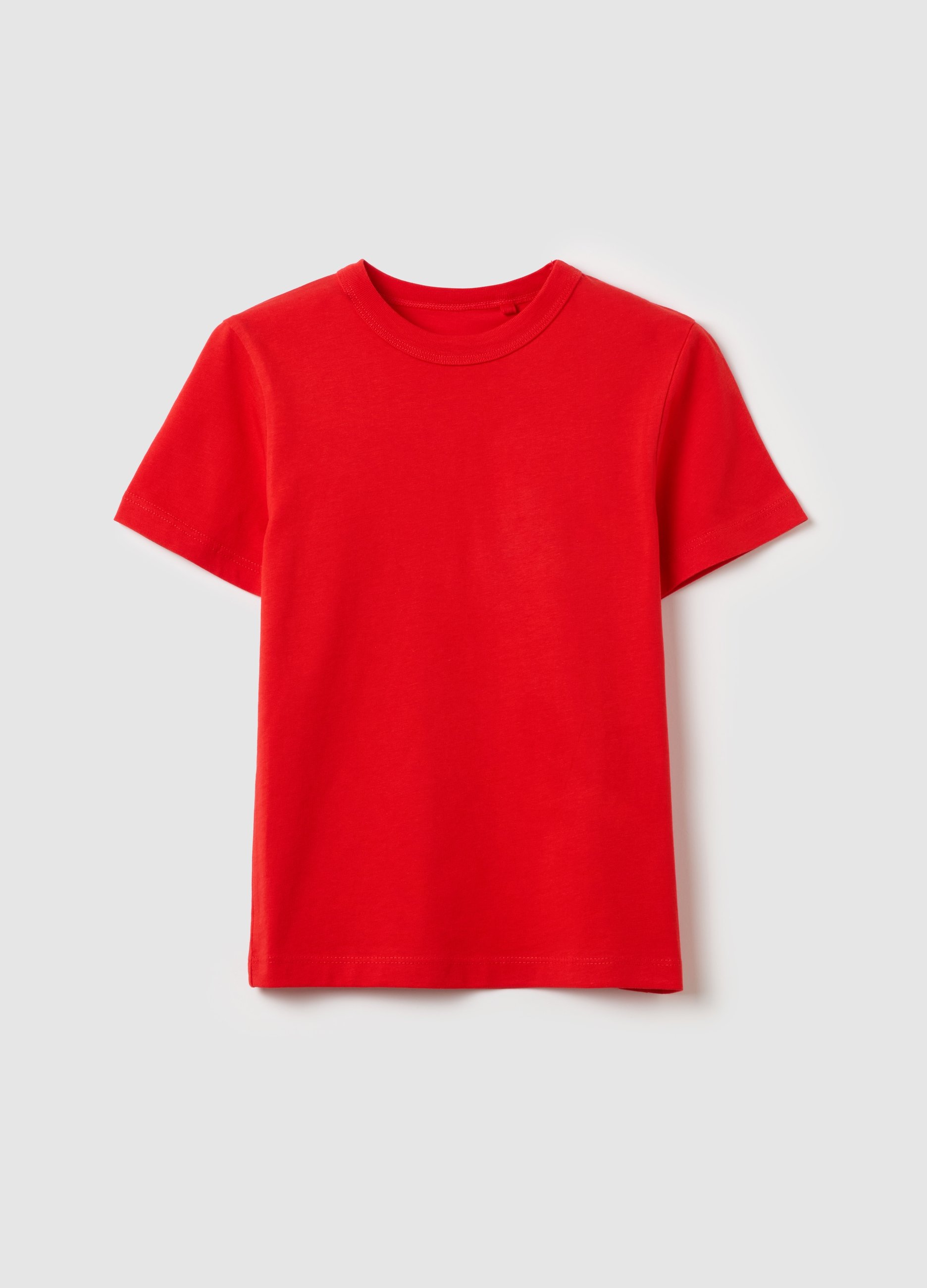 OVS, T-shirt In Cotone Bio Tinta Unita, Bambino, Rosso, Taglia: 3-4