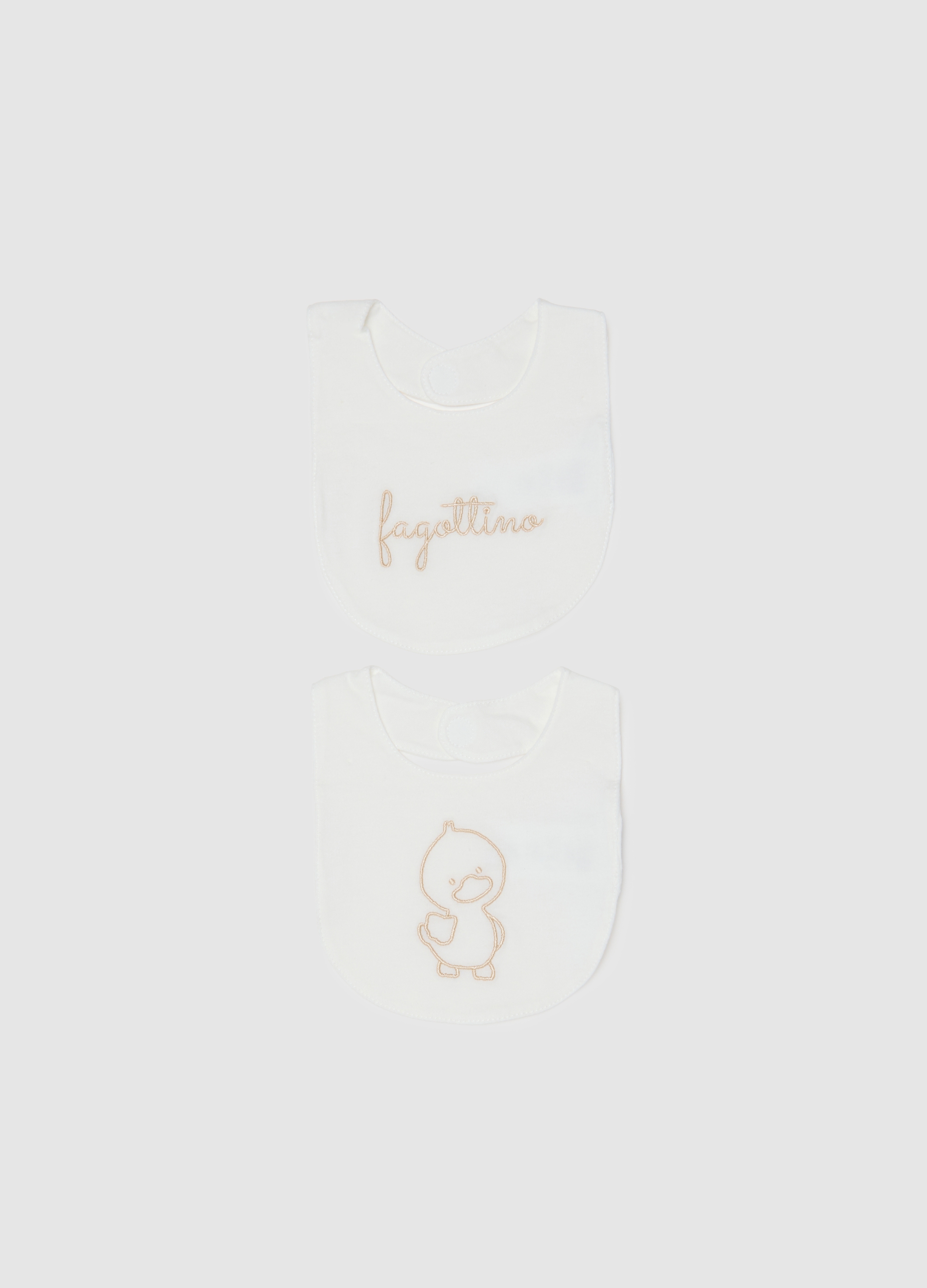 OVS, Baby-lätzchen-doppelpack Aus Reinem Weißen Baumwollstoff Mit Stickerei, Unisex, Reinweiß, Größe: T.U.