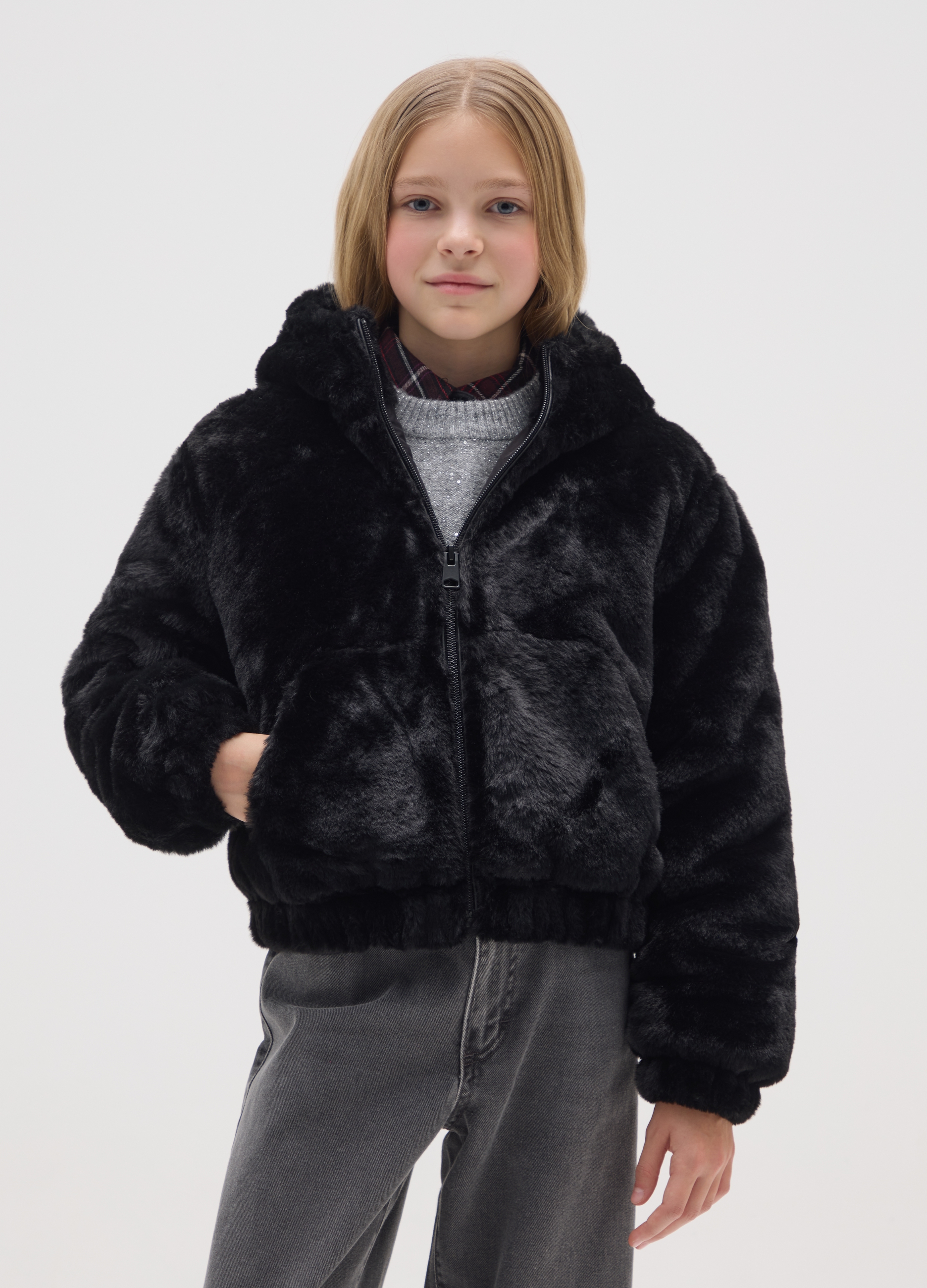 OVS KIDS, Giacca Da Ragazza Nera Regular Fit Con Zip, Bambina, Nero, Taglia: 10-11