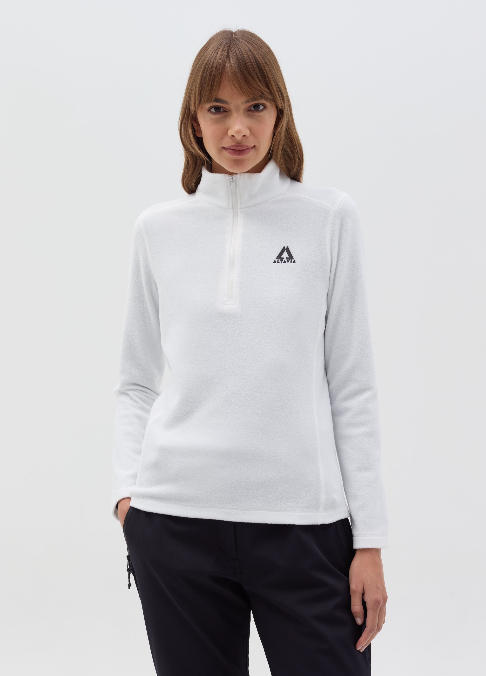 ALTAVIA, Pile Half Zip Altavia With Deborah Compagnoni, Donna, Bianco, Taglia: XL