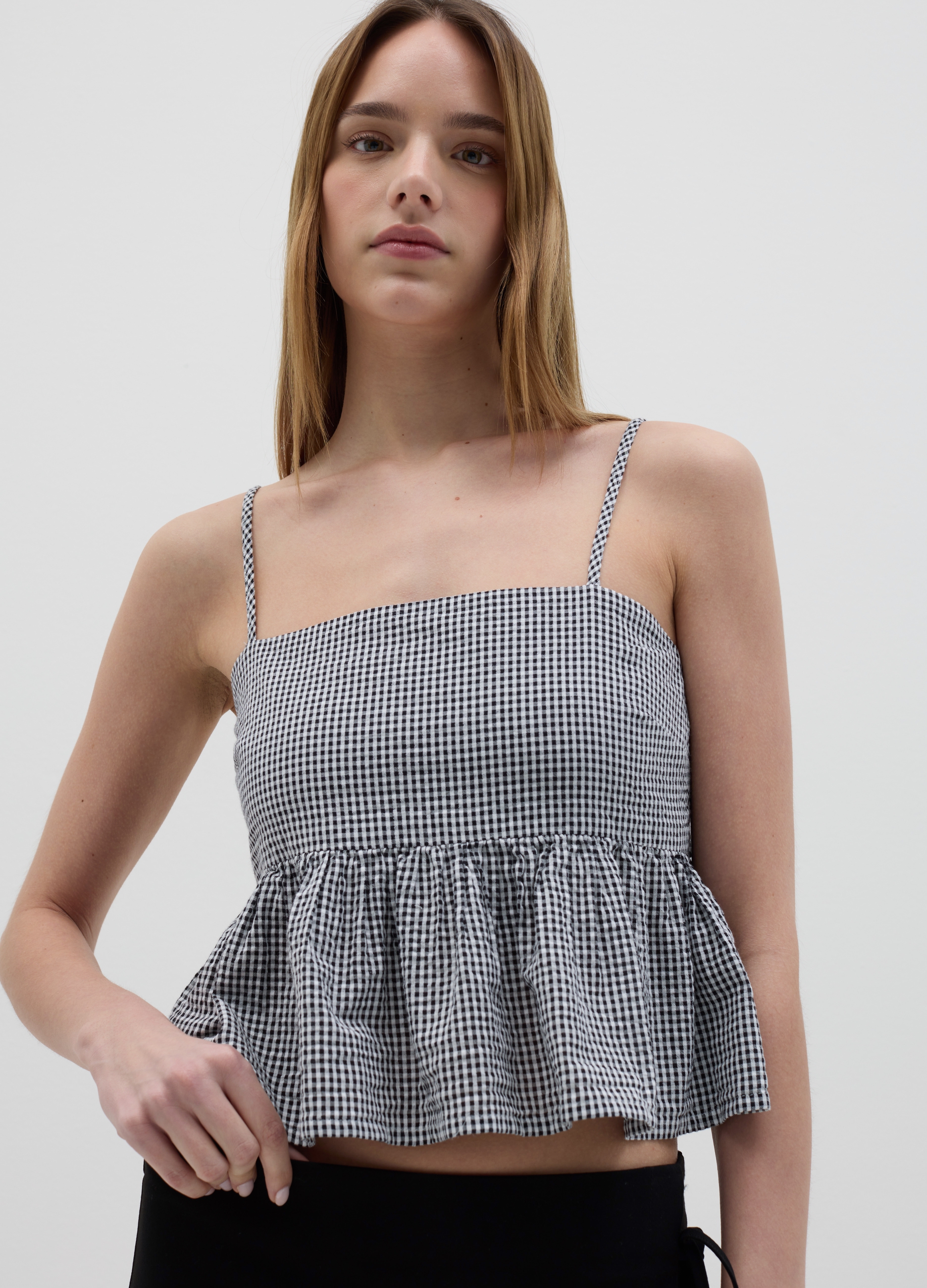 OVS, Top Da Donna In Puro Cotone Multicolor Regular Fit Con Balza, Multicolor, Taglia: L