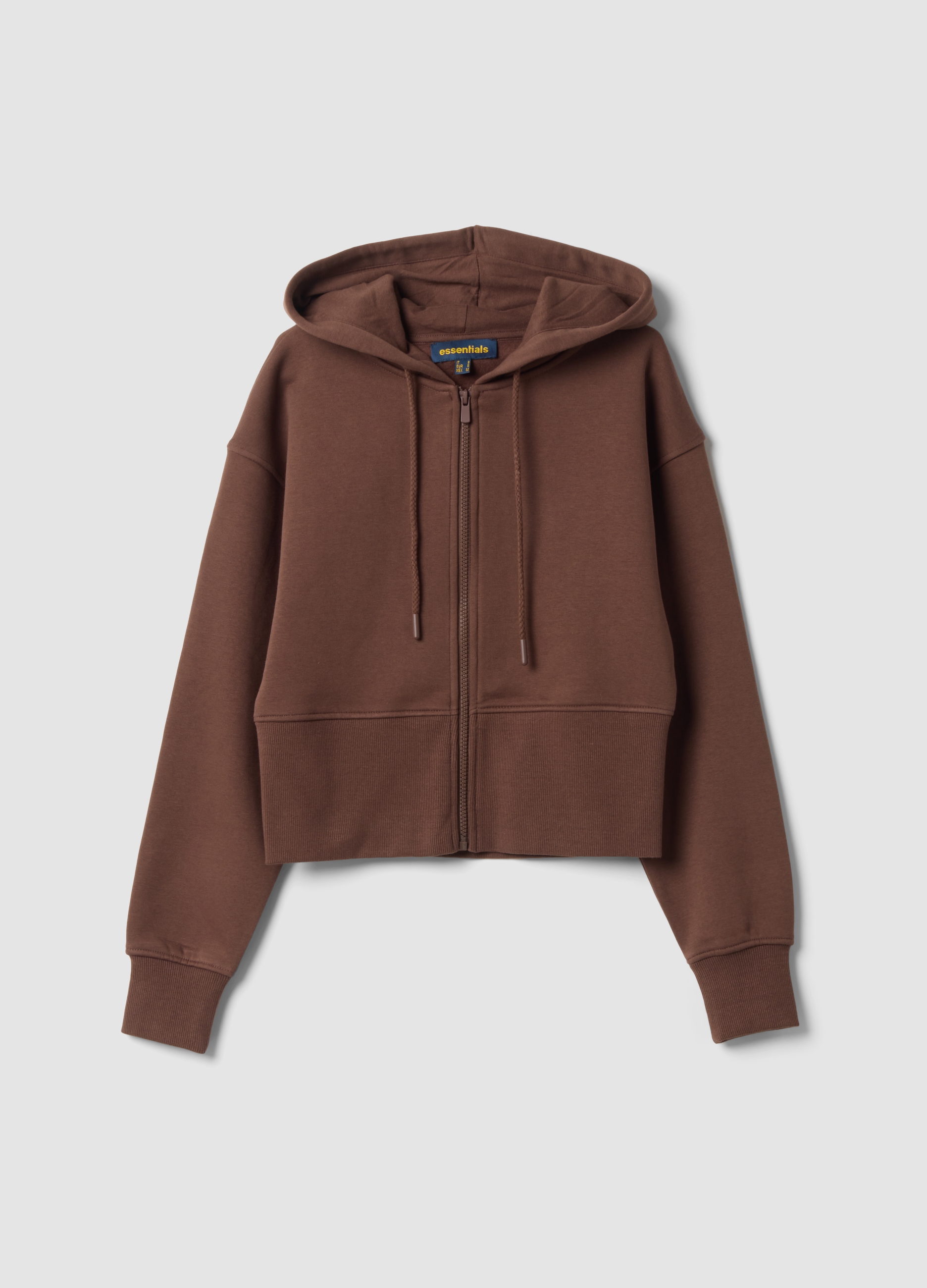 OVS, Felpa Marrone In Misto Cotone Con Cappuccio Fitted, Donna, Marrone, Taglia: S