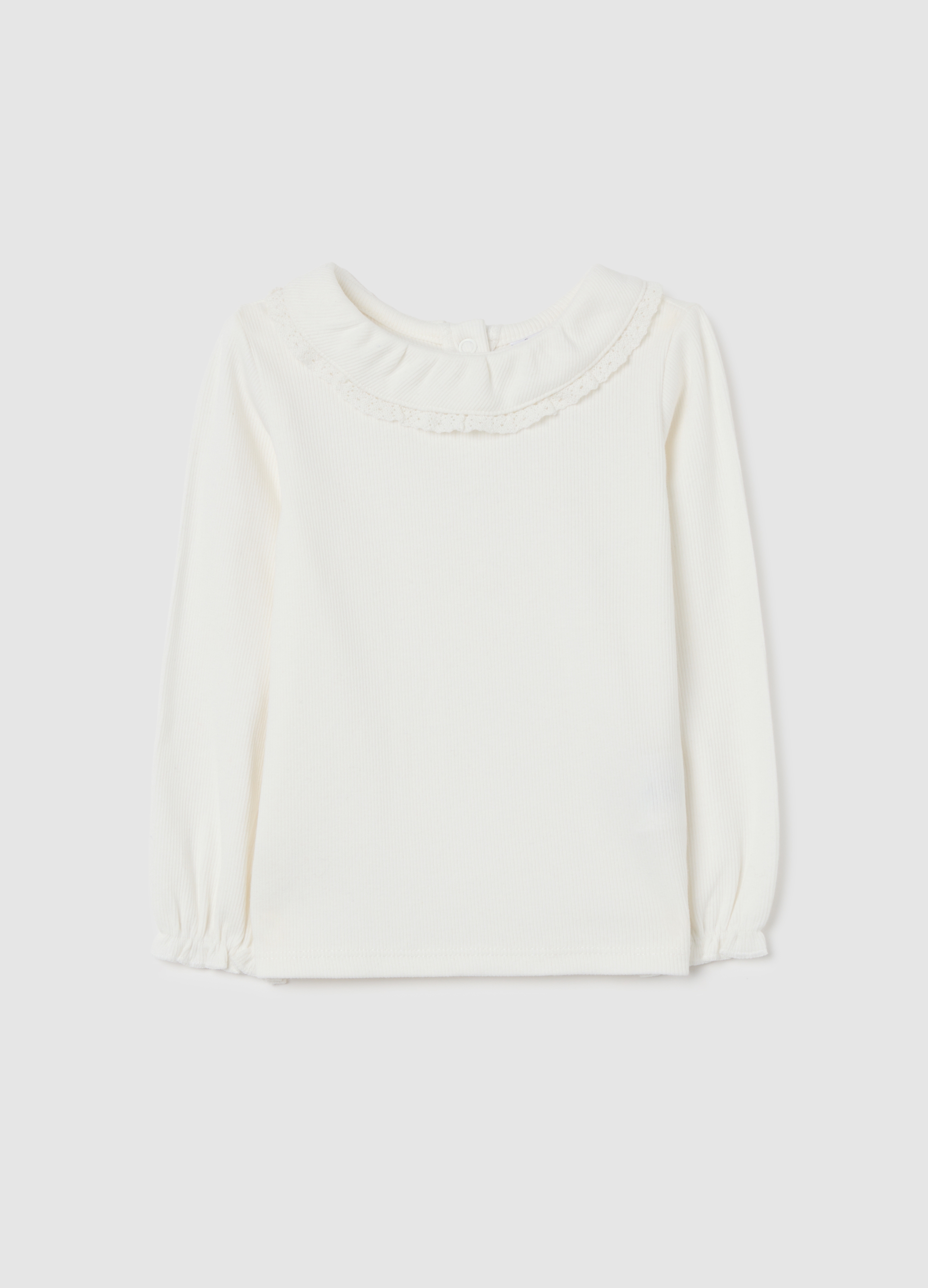 FAGOTTINO, Maglia Da Bimba In Misto Cotone Elasticizzato Bianca Regular Fit Con Girocollo, Bambina, Bianco, Taglia: 12-18