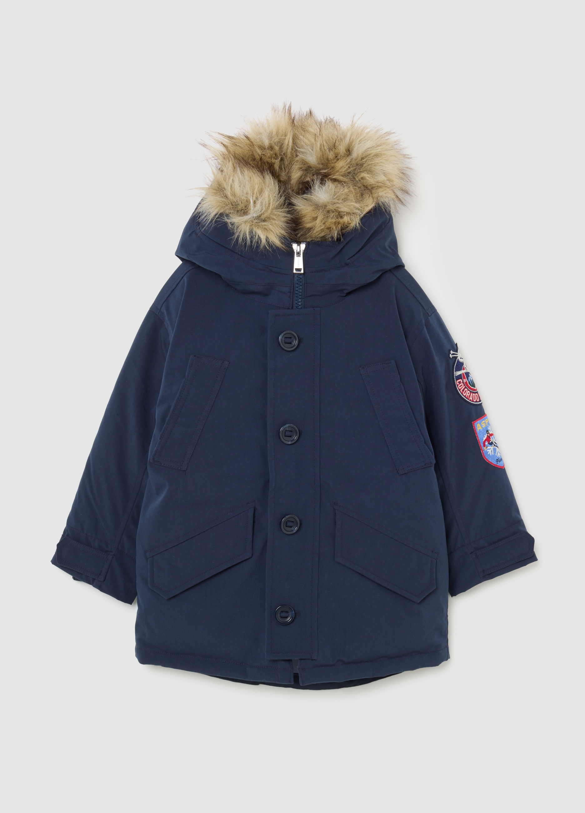 PIOMBO KIDS, Giacca Imbottita Blu Da Bambino Regular Fit Con Cappuccio E Zip, Niño, Azul marino, Talla: 8