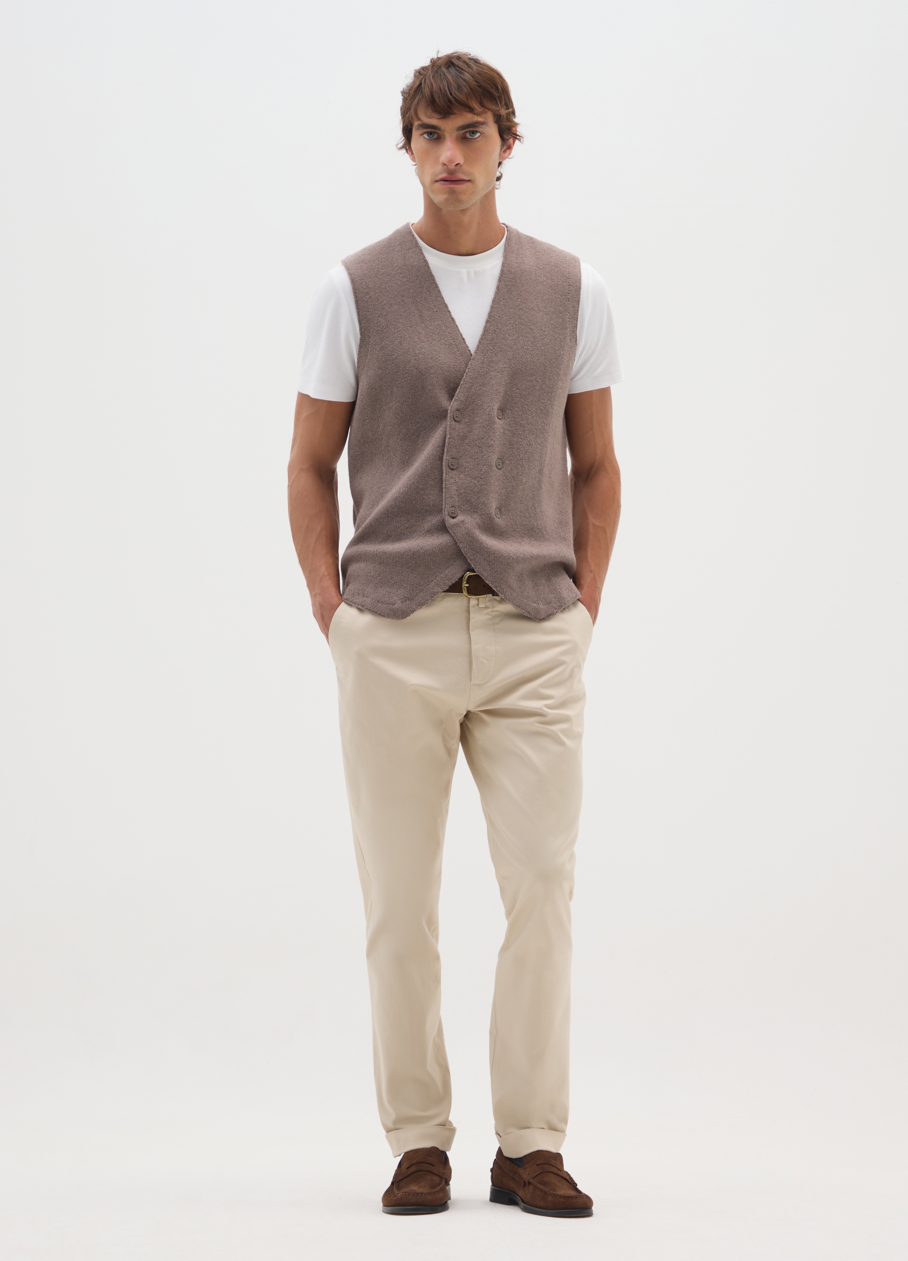 BST.1957, Gilet Marrone Chiaro In Misto Cotone E Lana, Uomo, Marrone, Taglia: XXL