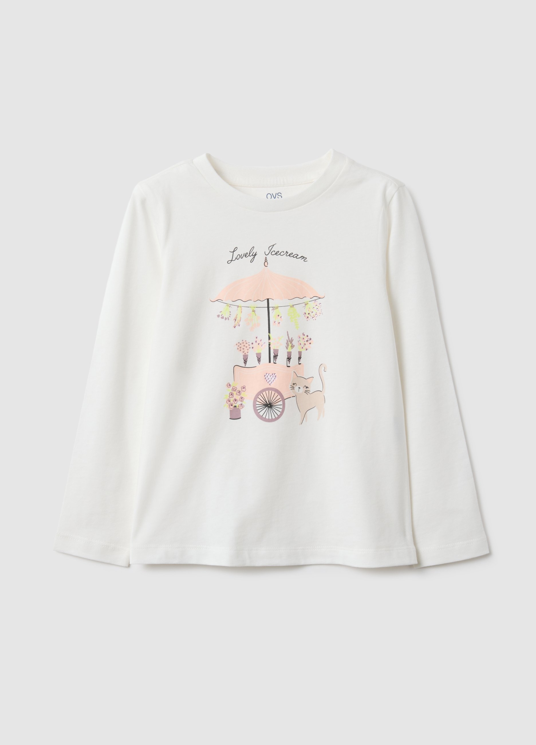 OVS KIDS, Camiseta Blanca De Algodón Puro Corte Regular Para Niñas, Niña, Blanco Tiza, Talla: 9-10