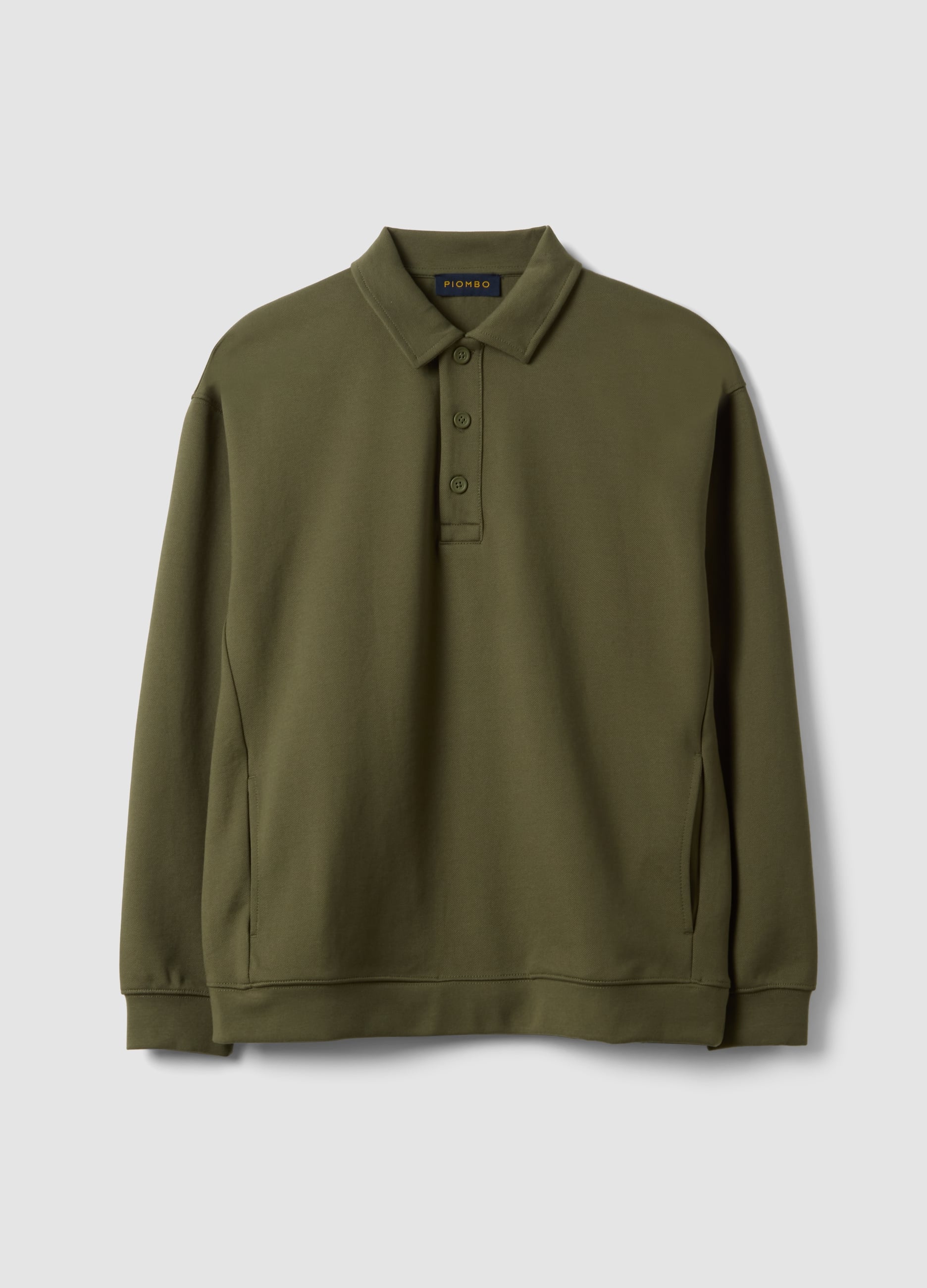 PIOMBO, Felpa Verde In Tessuto Elasticizzato Con Collo Polo Relaxed Fit, Uomo, Verde, Taglia: XXL