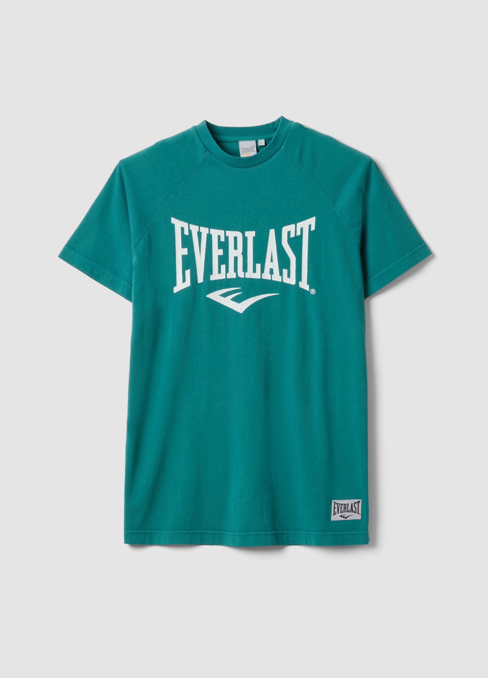 EVERLAST, T-shirt In Puro Cotone Verde Regular Fit Con Logo Everlast, Uomo, Verde, Taglia: L