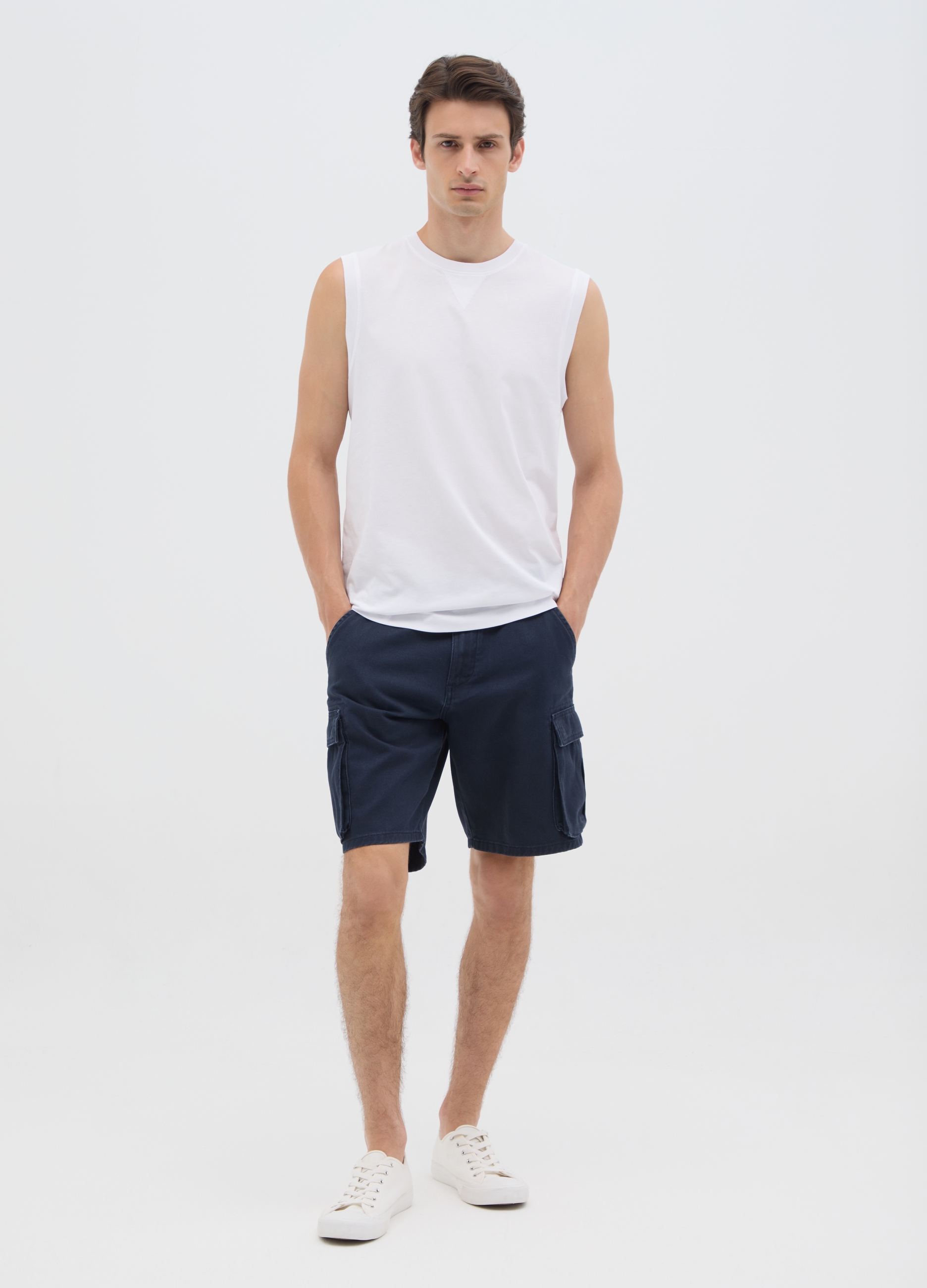 OVS, Herren-bermudas Aus Reinem Blauen Baumwollstoff Im Regular Fit, Mann, Dunkelblau, Größe: 56